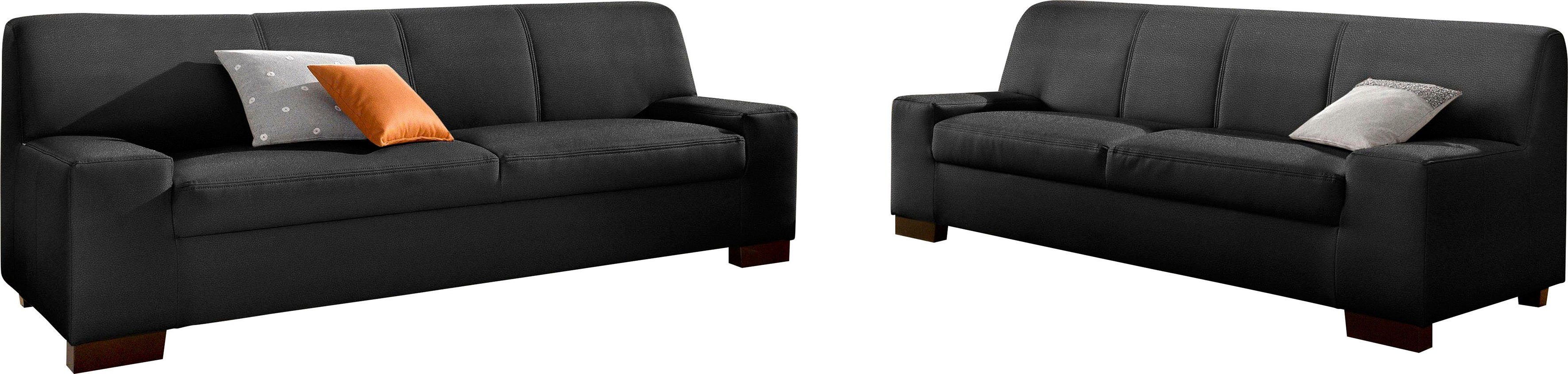 DOMO collection Zithoek Norma bestaand uit elk een 2- en 3-zitsbank (set) zwart, zithoeken