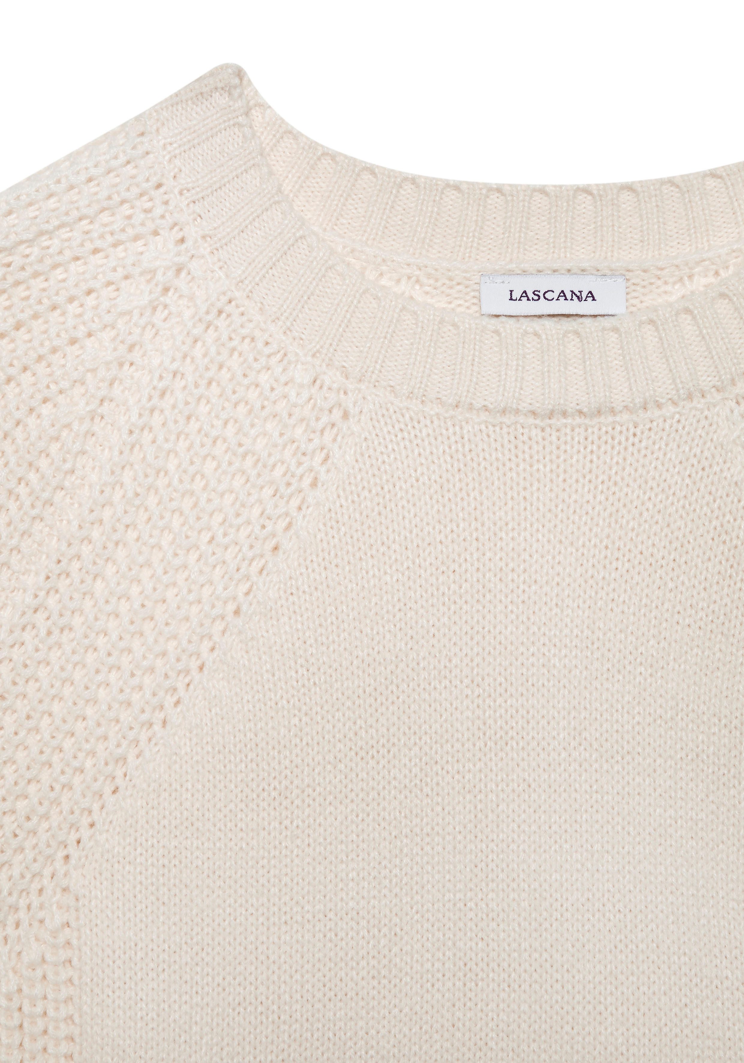 Lascana Gebreide trui met grof brei-details, dames trui met ronde hals