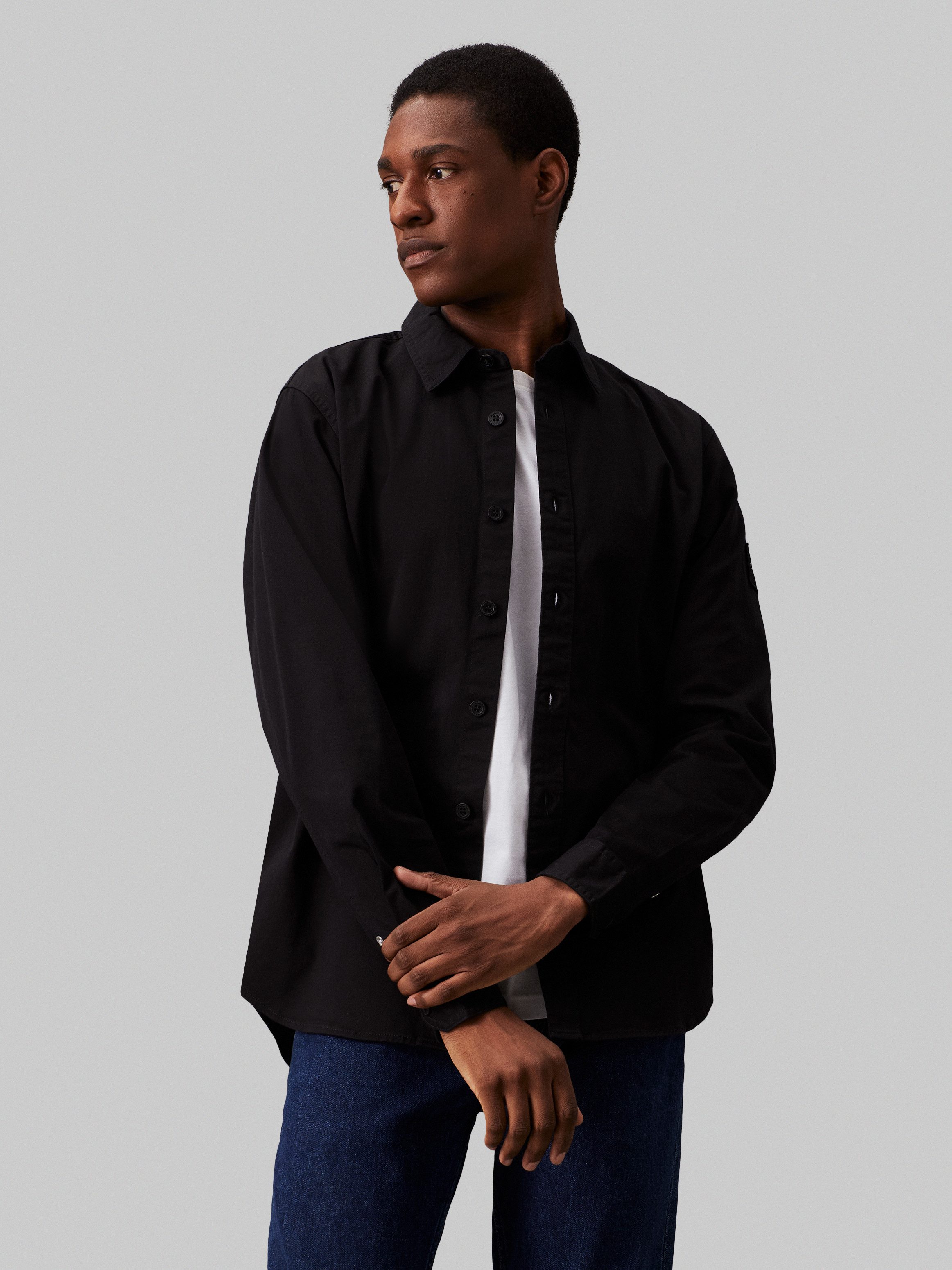 Calvin Klein Overhemd met lange mouwen MONOLOGO BADGE RELAXED SHIRT