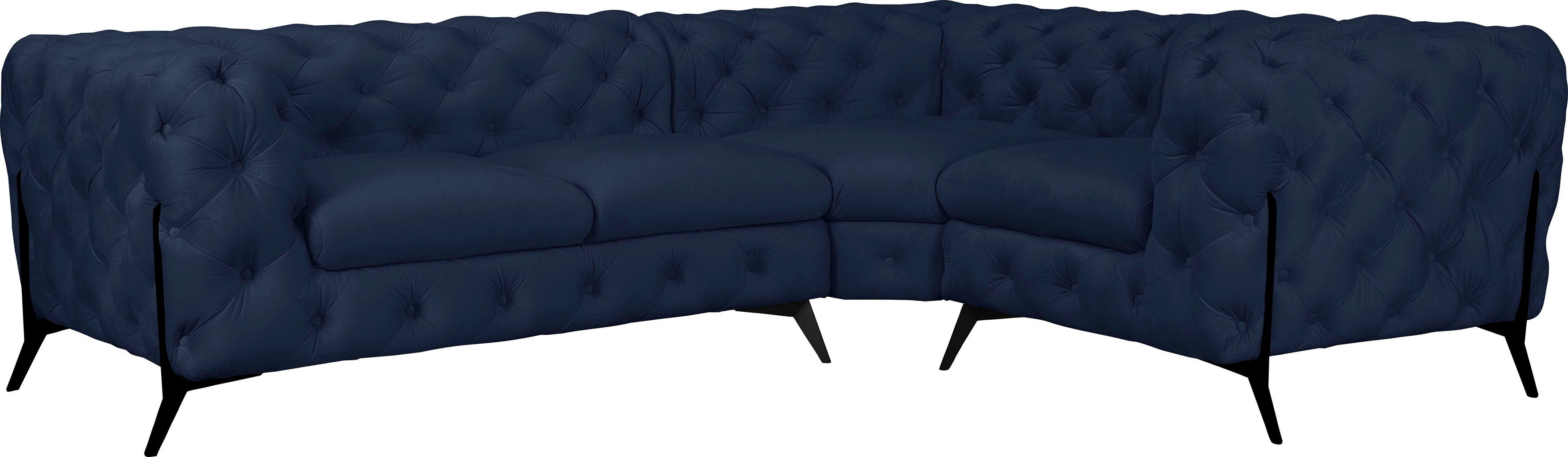 Leonique Chesterfield-bank Amaury L-vorm moderne chersterfield-look, breedte 262 cm, kleur van de poten ter keuze