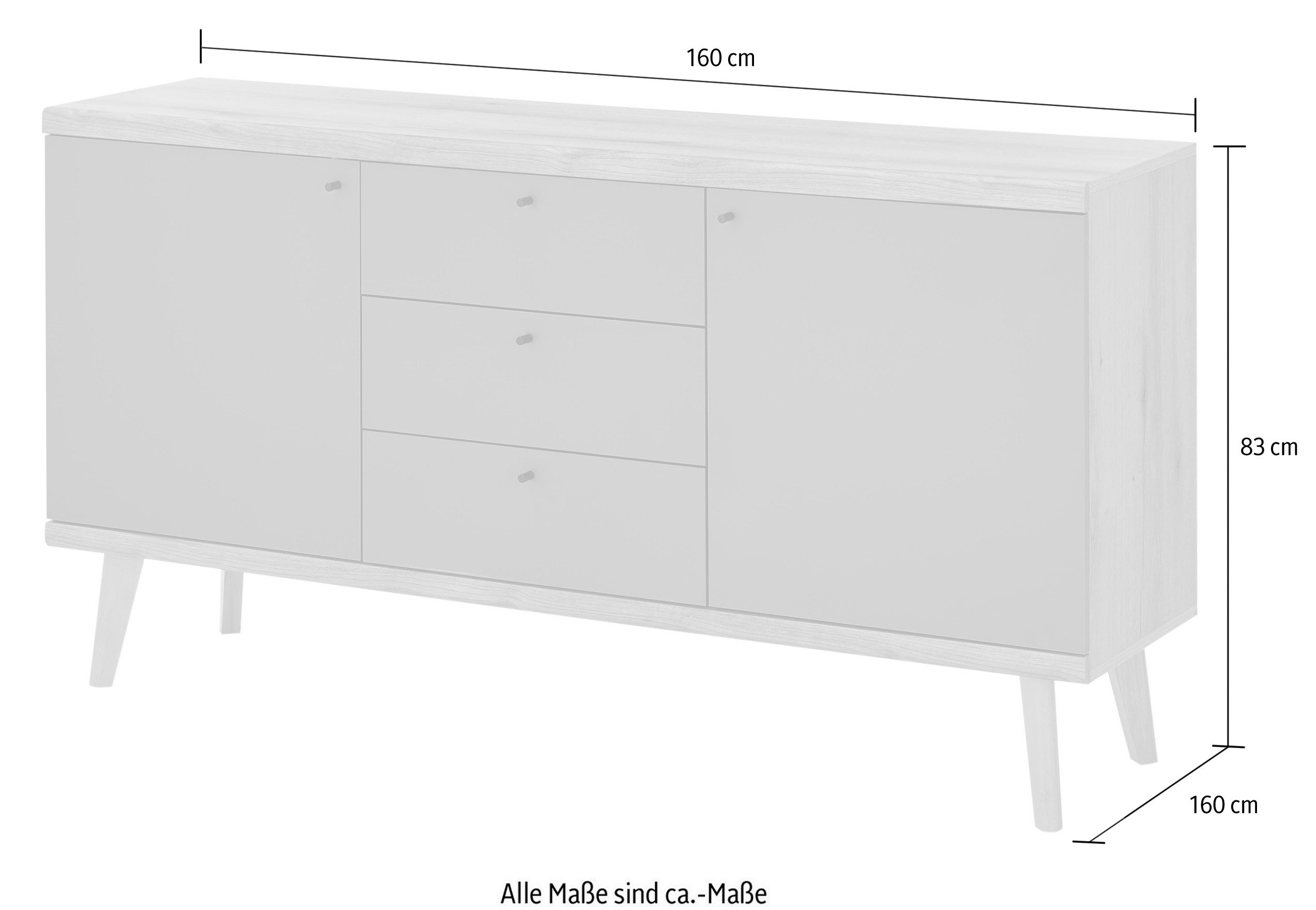 INOSIGN Dressoir MAVAS in moderne trendkleur, handgrepen van metaal (zwart), breedte 160 cm
