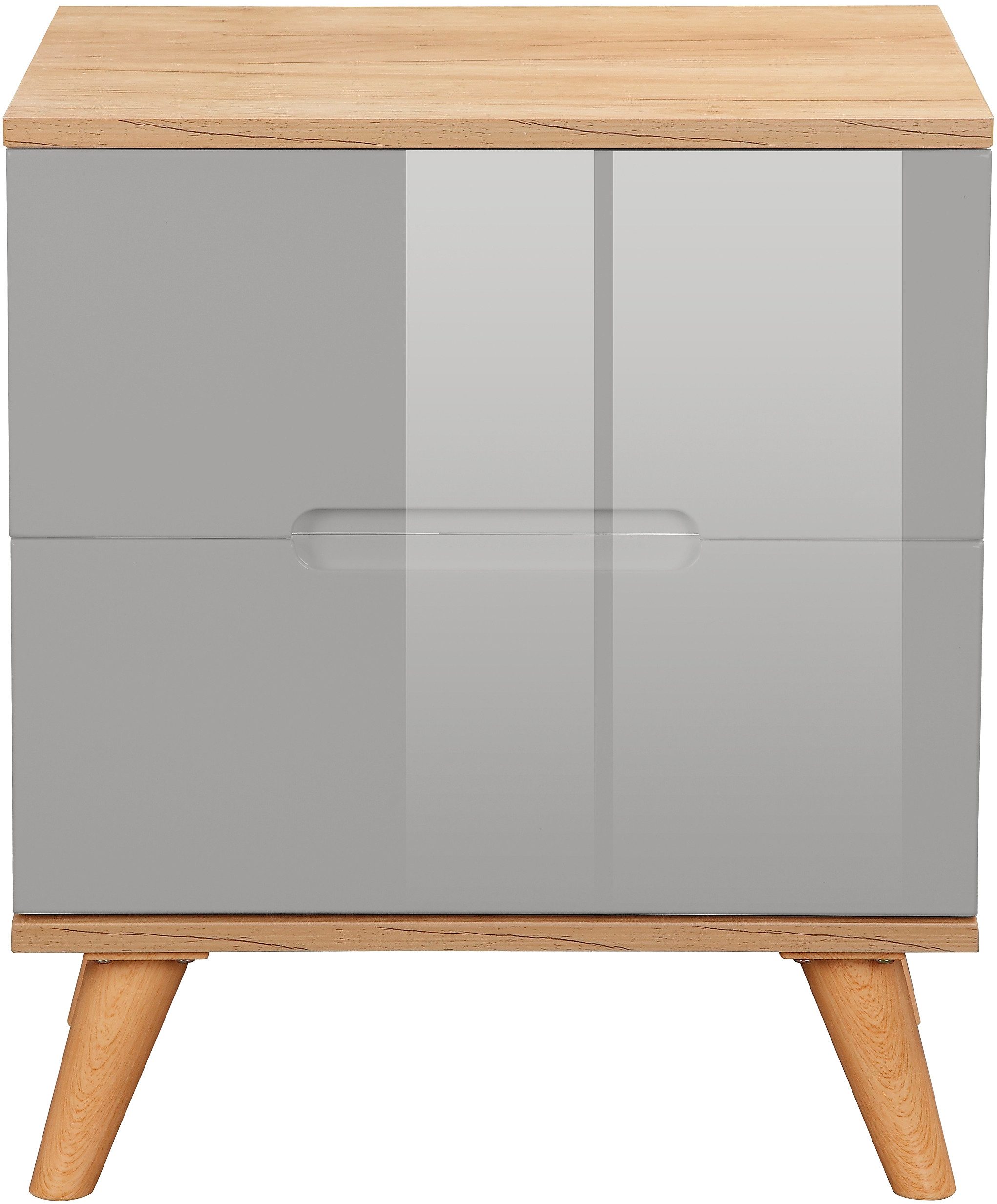 andas Nachtkastje Lund nachttafel bijzetkast commode met hoogglans fronten Nachtkastje met 2 lades bestseller in Scandinavisch design