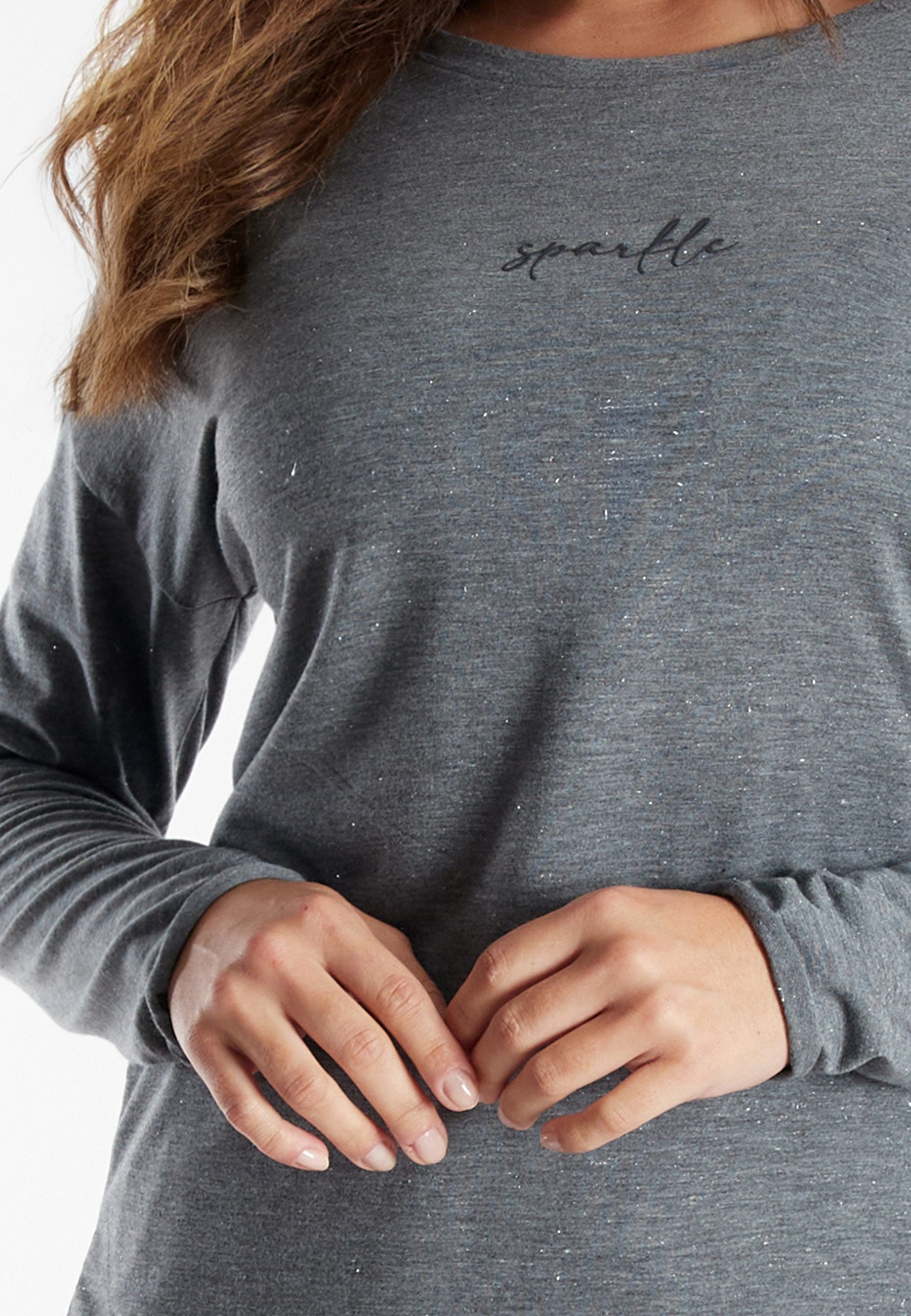 Tom Tailor Pyjama Xanthi met lange mouwen, licht gemêleerd, ronde hals (2-delig)