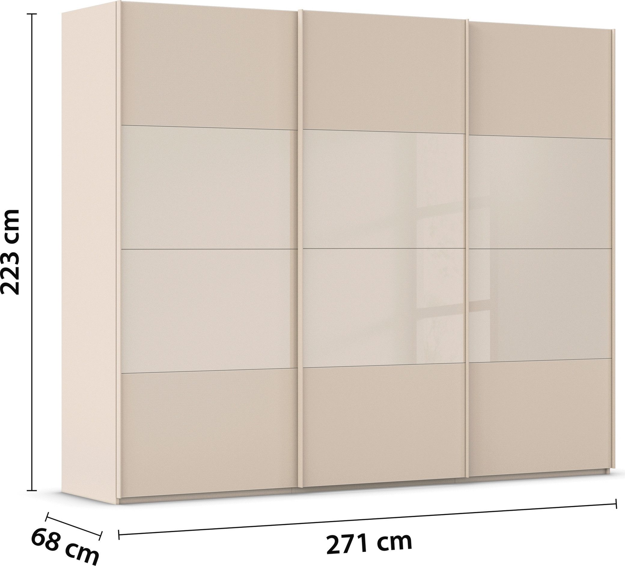 rauch Schuifdeurkast Kledingkast Kast Garderobe Slaapkamerkast SCALE-FYRA edel vierdelige deuren glas mat/glanzend veel kleuren made in germany