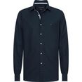 tommy hilfiger tailored businessoverhemd poplin classic slim shirt met verborgen contrastbeleg blauw