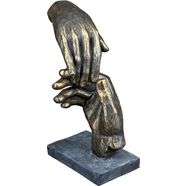 casablanca by gilde decoratief figuur sculptuur two hands, bronskleur decoratief object, hoogte 21 cm, handen, met teksthanger, op grijze voet, woonkamer (1 stuk) bruin