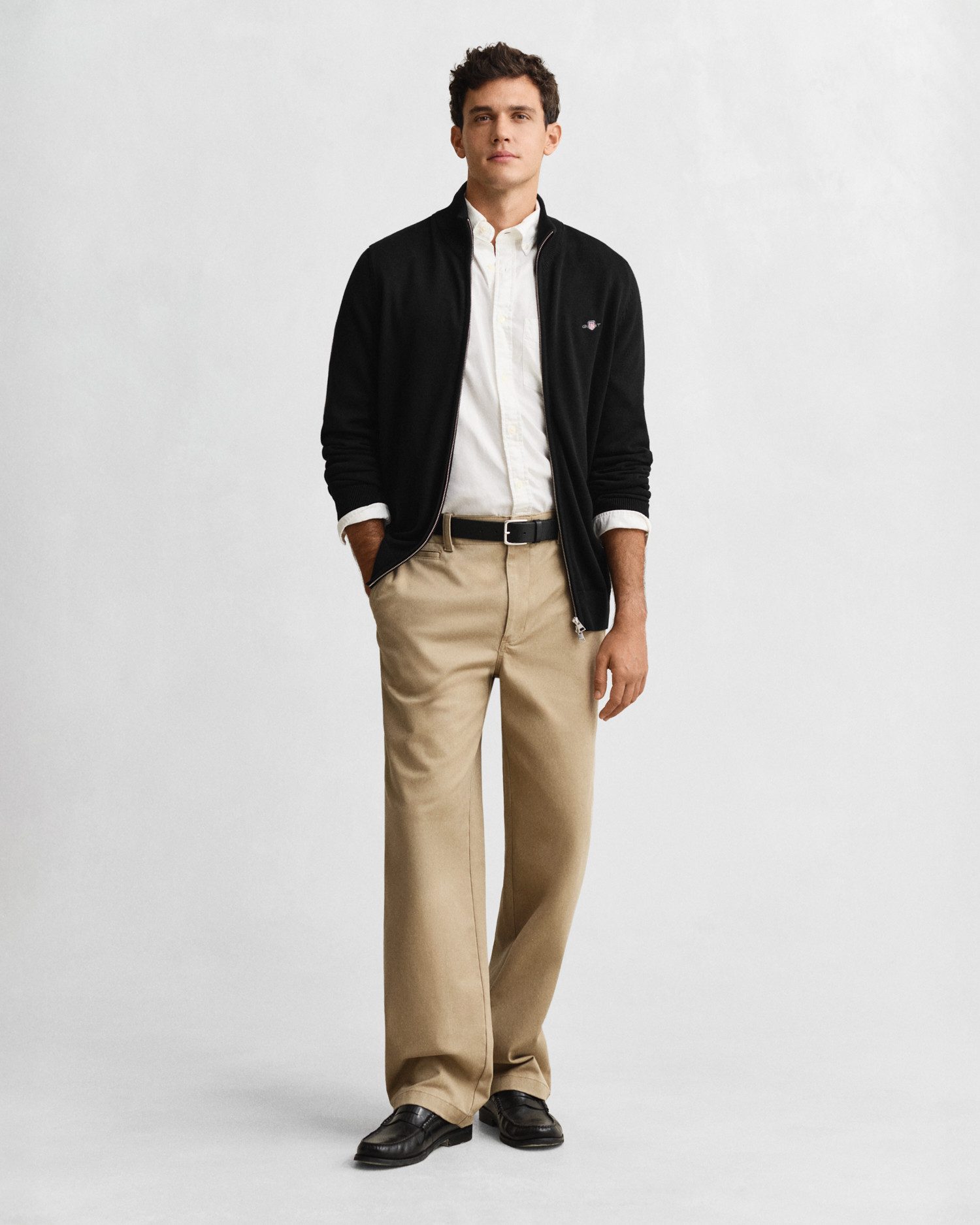 Gant Cardigan CASUAL COTTON ZIP CARDIGAN Met ribbels aan opstaande kraag, mouwen en zoom