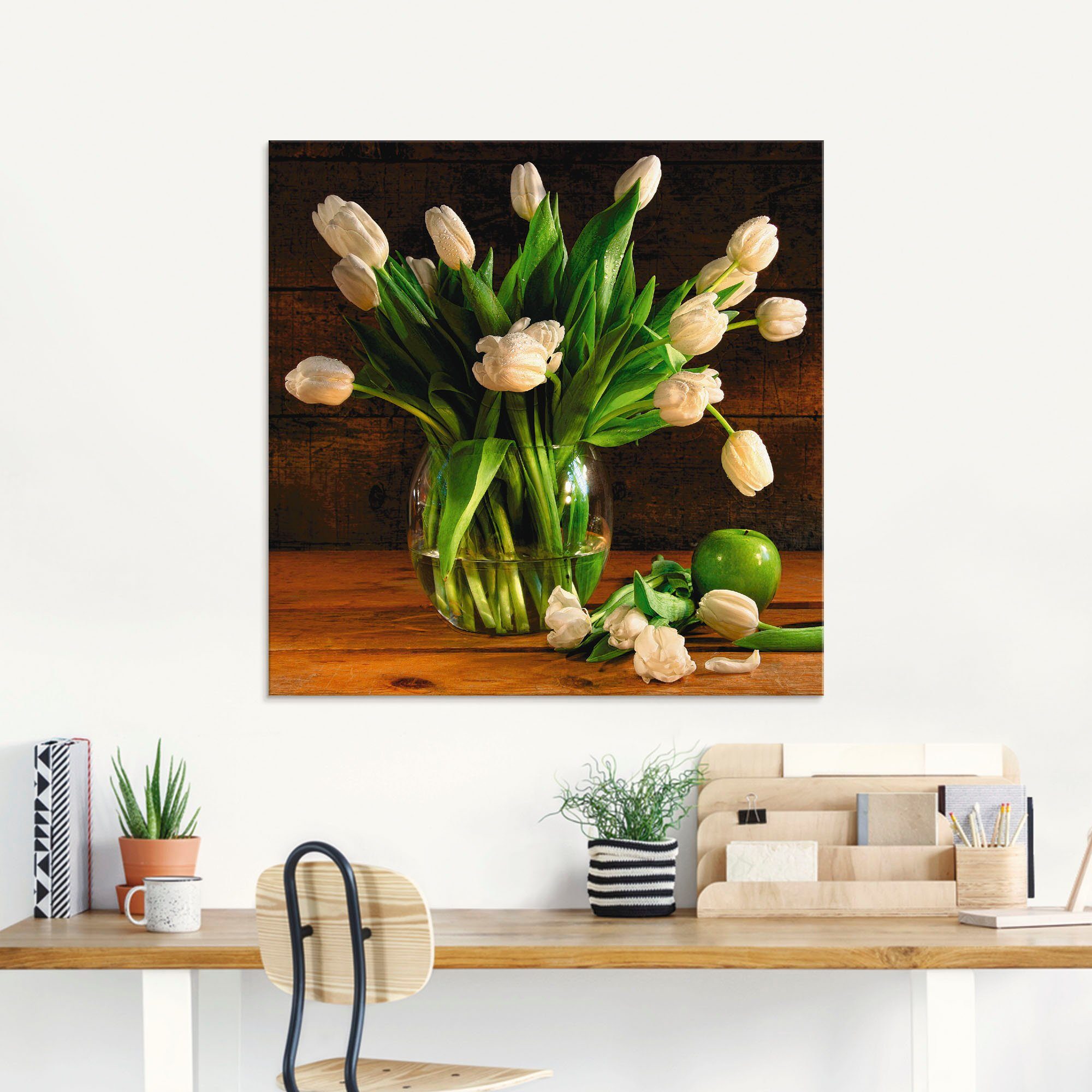 Artland Print op glas Tulpen in glazen vaas in verschillende maten