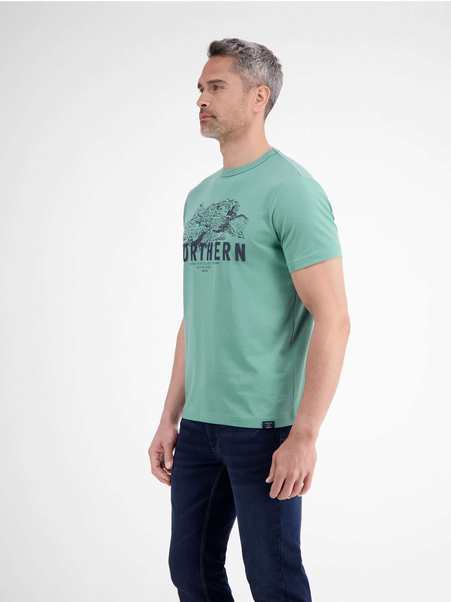 Lerros T-shirt LERROS Effen T-shirt met borstprint
