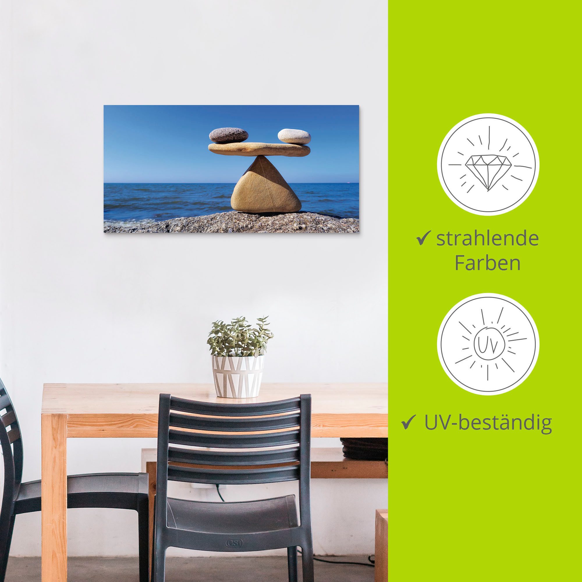 Artland Artprint Evenwicht - stenen zee als artprint van aluminium, artprint voor buiten, artprint op linnen, poster, muursticker