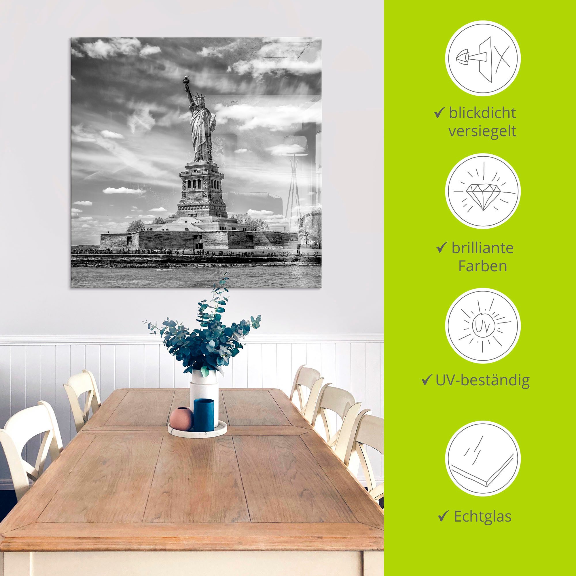Artland Print op glas New York City Vrijheidsbeeld