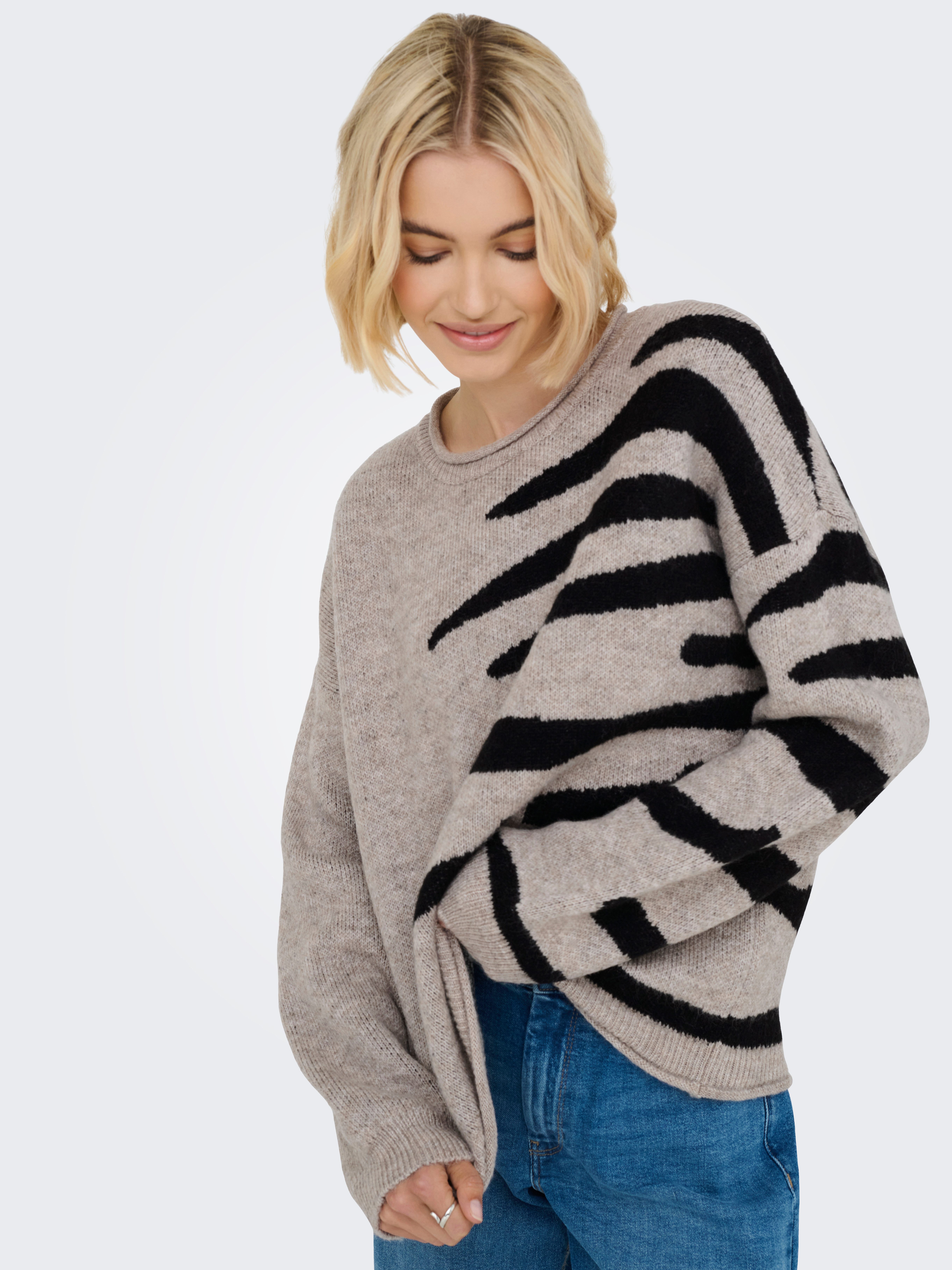 Only Trui met ronde hals ONLJADE PATTERN LS O-NECK EX KNT
