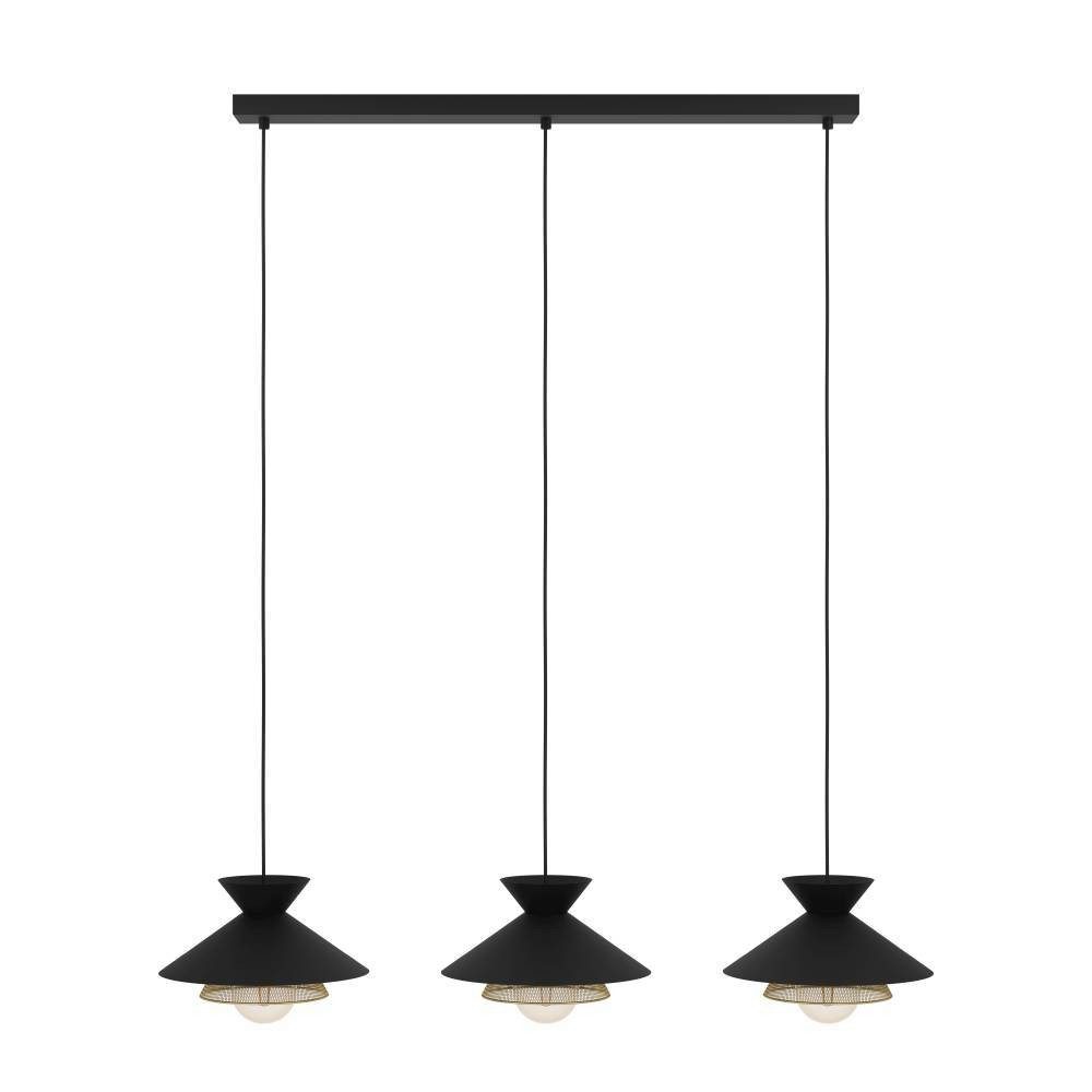 EGLO Hanglamp GRIZEDALE Hanglamp, eetkamerlamp, Japandi-ontwerp van metaal in zwart (1 stuk)