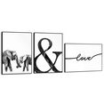 reinders! artprint liefde olifant - modern - minimalistisch - trendy (3 stuks) zwart