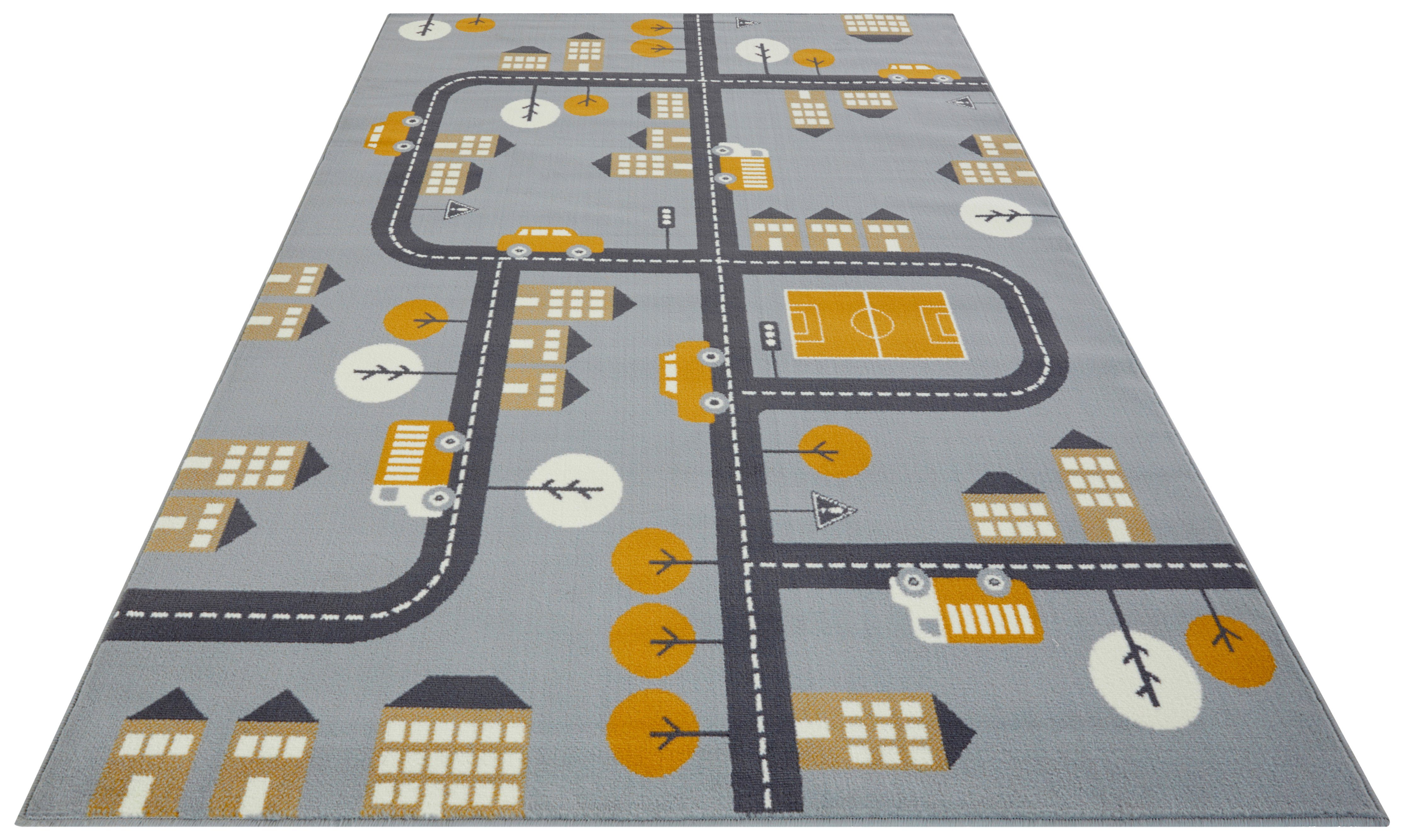 Speelkleed wegen - Town grijs/geel 80x150 cm