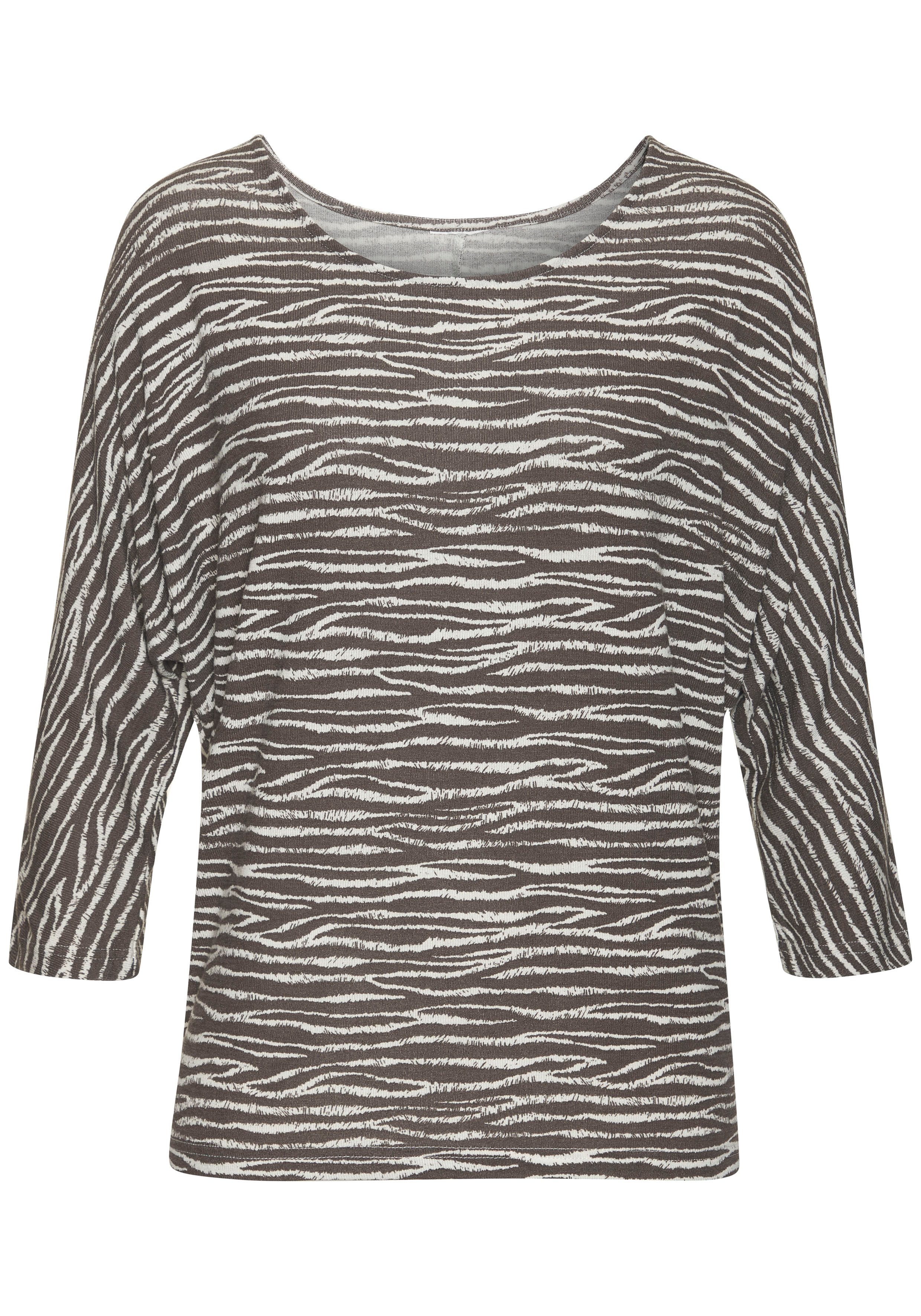 Lascana Shirt met 3/4 mouwen Met modieus zebra-patroon