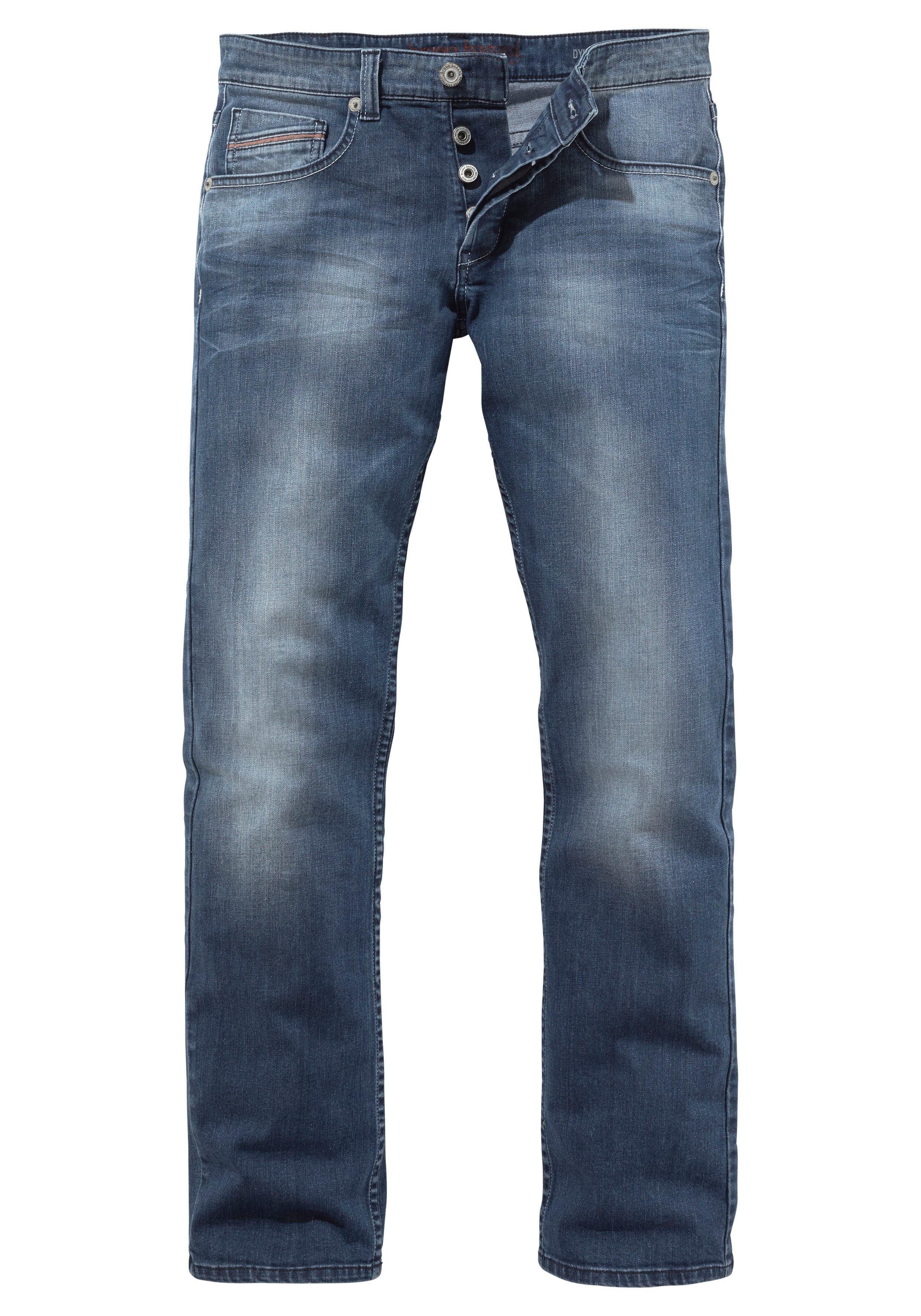 Bruno Banani Straight jeans Dylan rechte pasvorm, used-wassing, lage taille