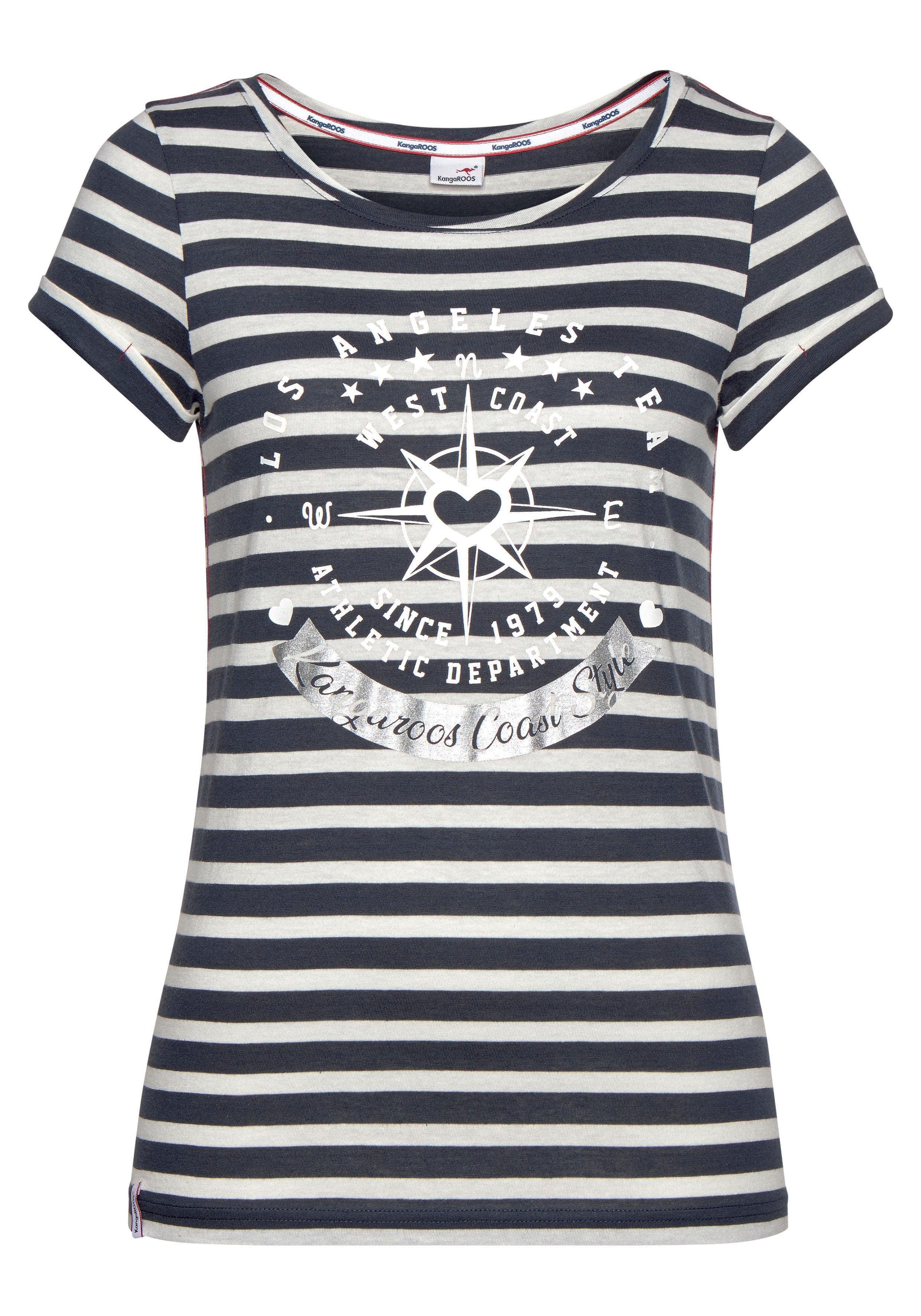 KangaROOS Shirt met print Korte mouwen, figuurvolgende snit, met metallic-print