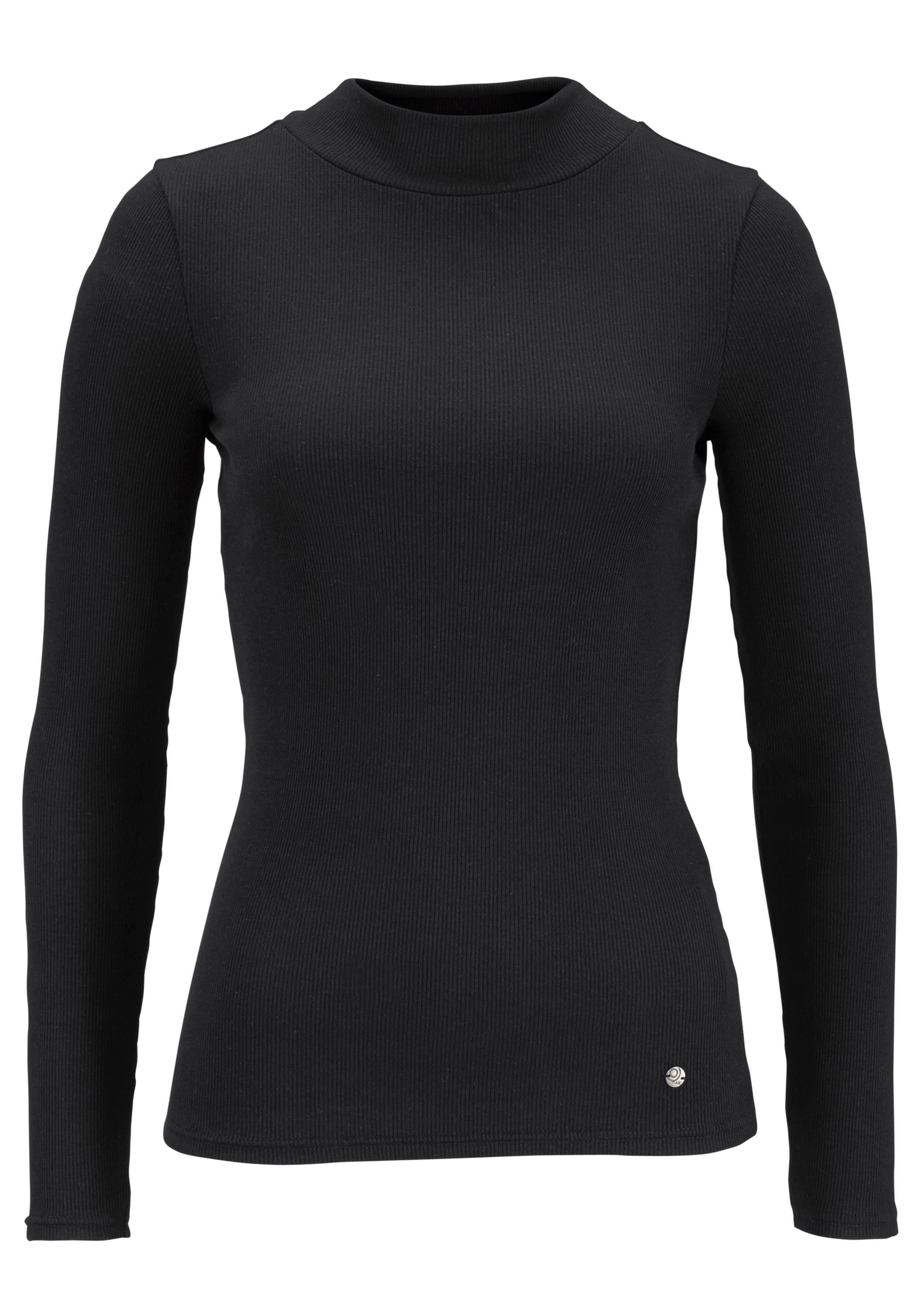 AJC Shirt met lange mouwen lange mouwen, basic-stijl, staande kraag, ideaal voor kantoor en vrije tijd
