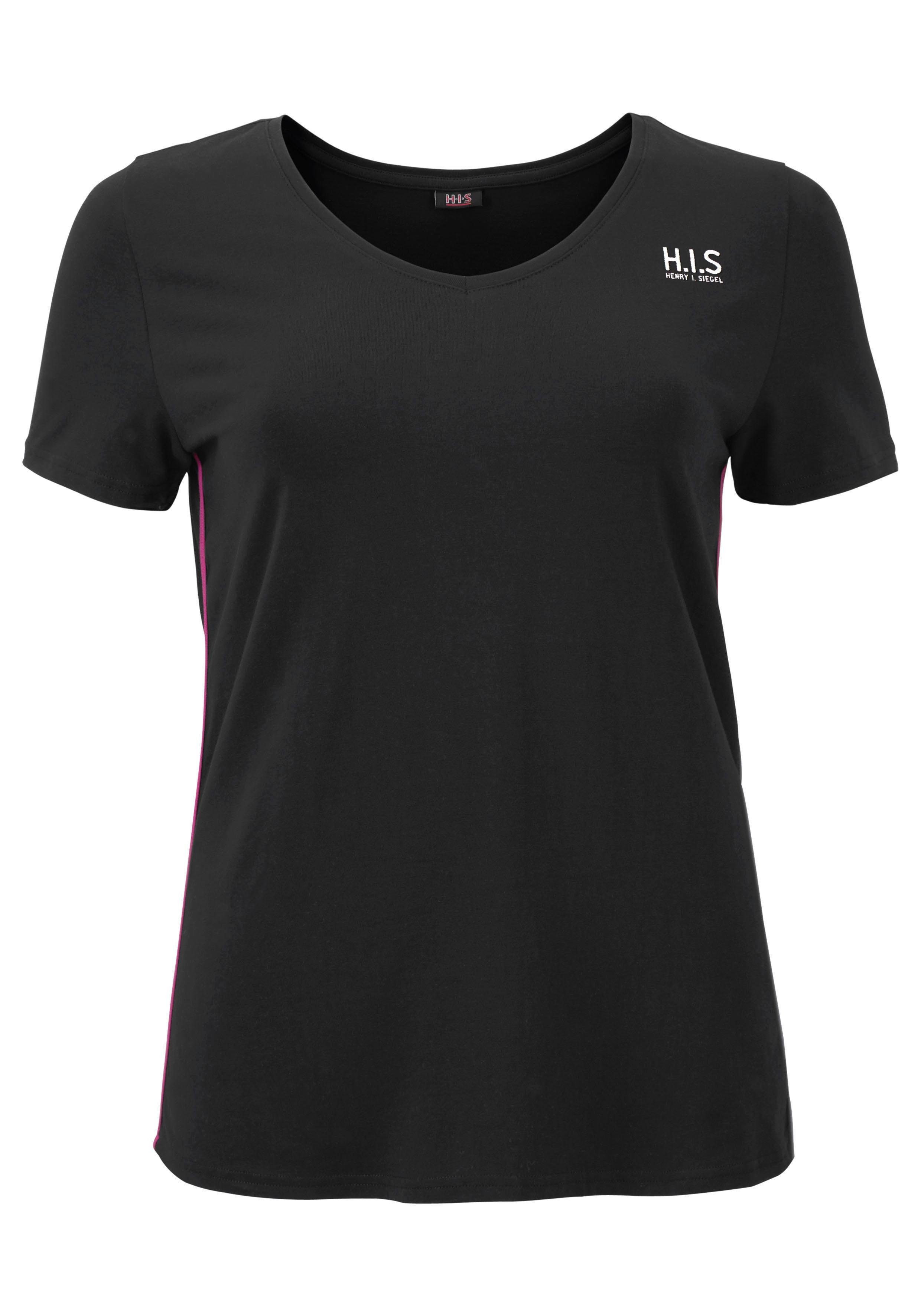 H.I.S T-shirt Korte mouwen, figuurvriendelijke snit, effen, V-hals