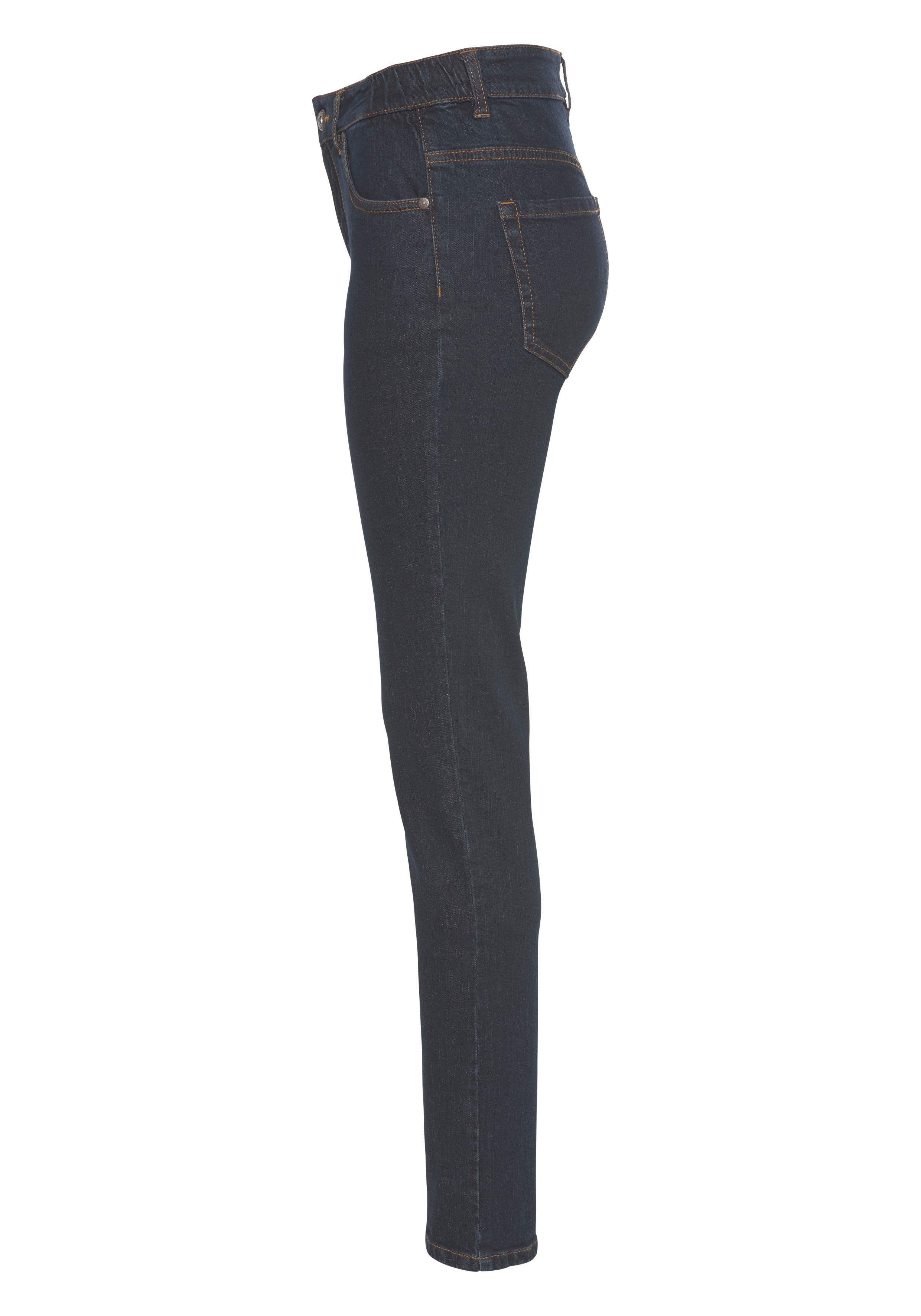 Arizona Slim fit jeans Tailleband met zij-elastiek inzet smalle pasvorm, skinny jeans, used-wassing, hoge taille