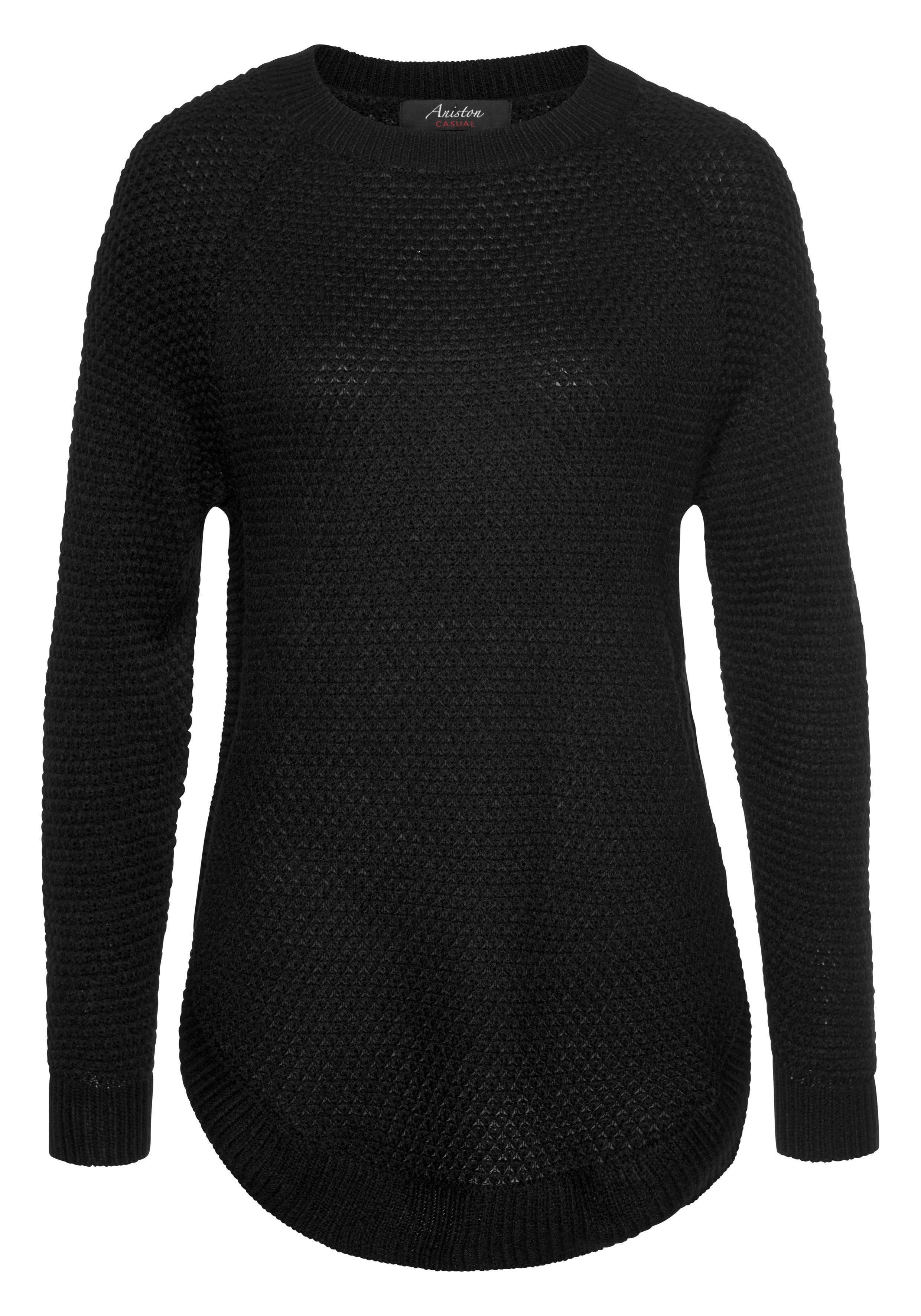 Aniston CASUAL Trui met ronde hals ribbreisel langs de zijnaden