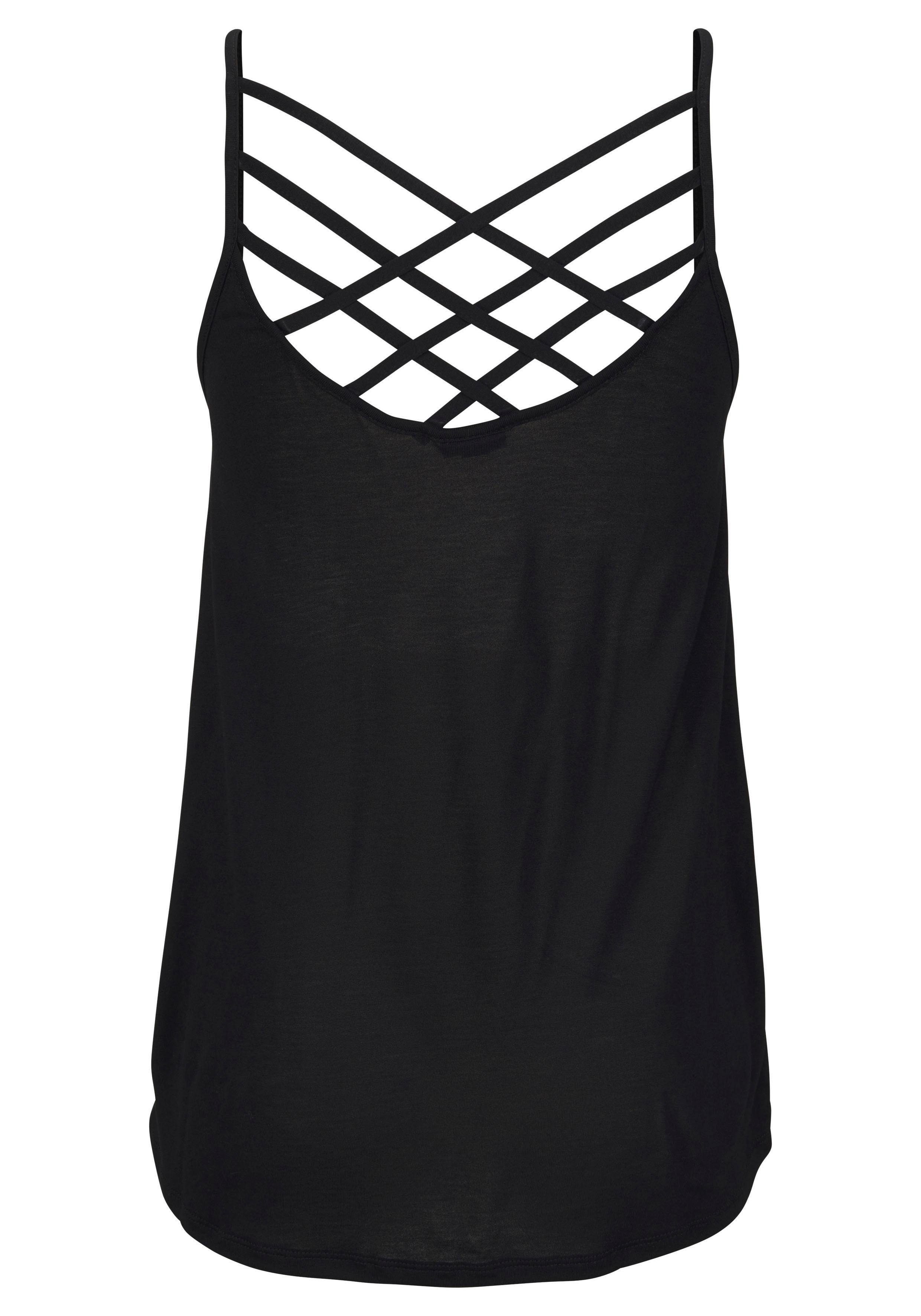 Lascana Top met spaghettibandjes met gekruiste bandjes, zomertop met bijzondere rug