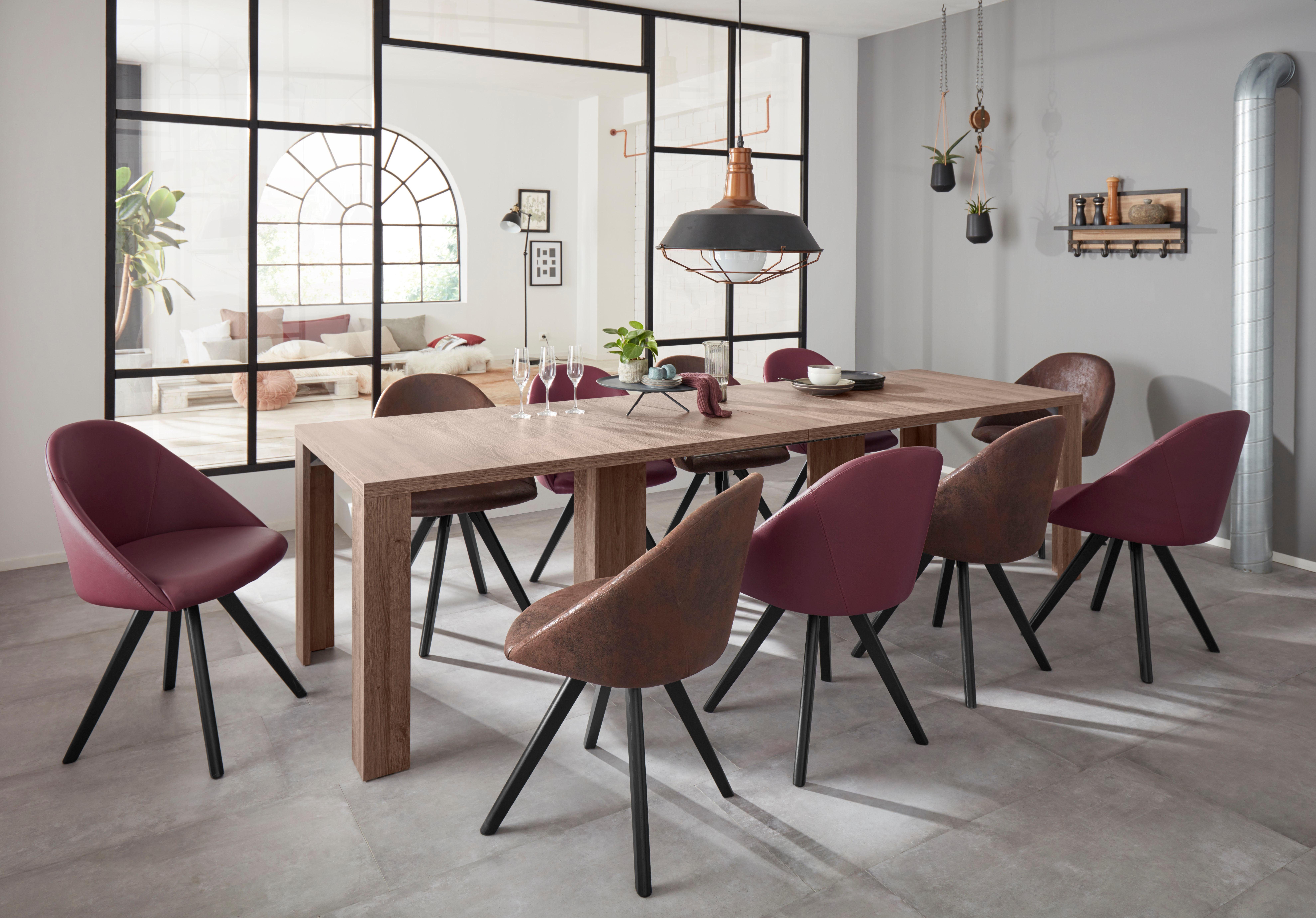 Home affaire Stoel met 4 poten LOTOS Bekleding van echt leer en frame van eiken massief hout (set, 2 stuks)