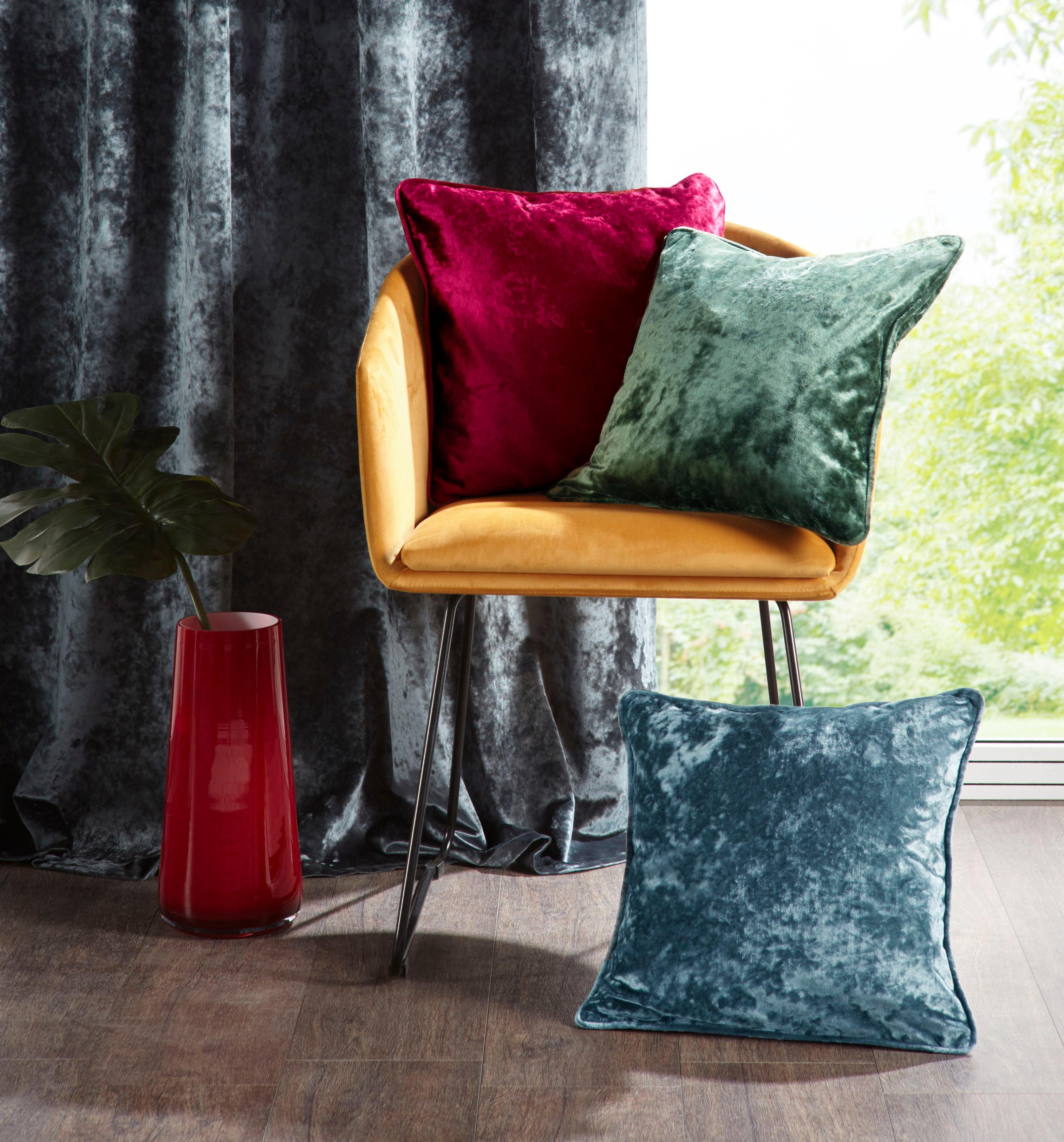 my home Sierkussen Velvet Fluweel uni met bies, kussenovertrekken zonder vulling, set van 2 40x40 cm (2 stuks)