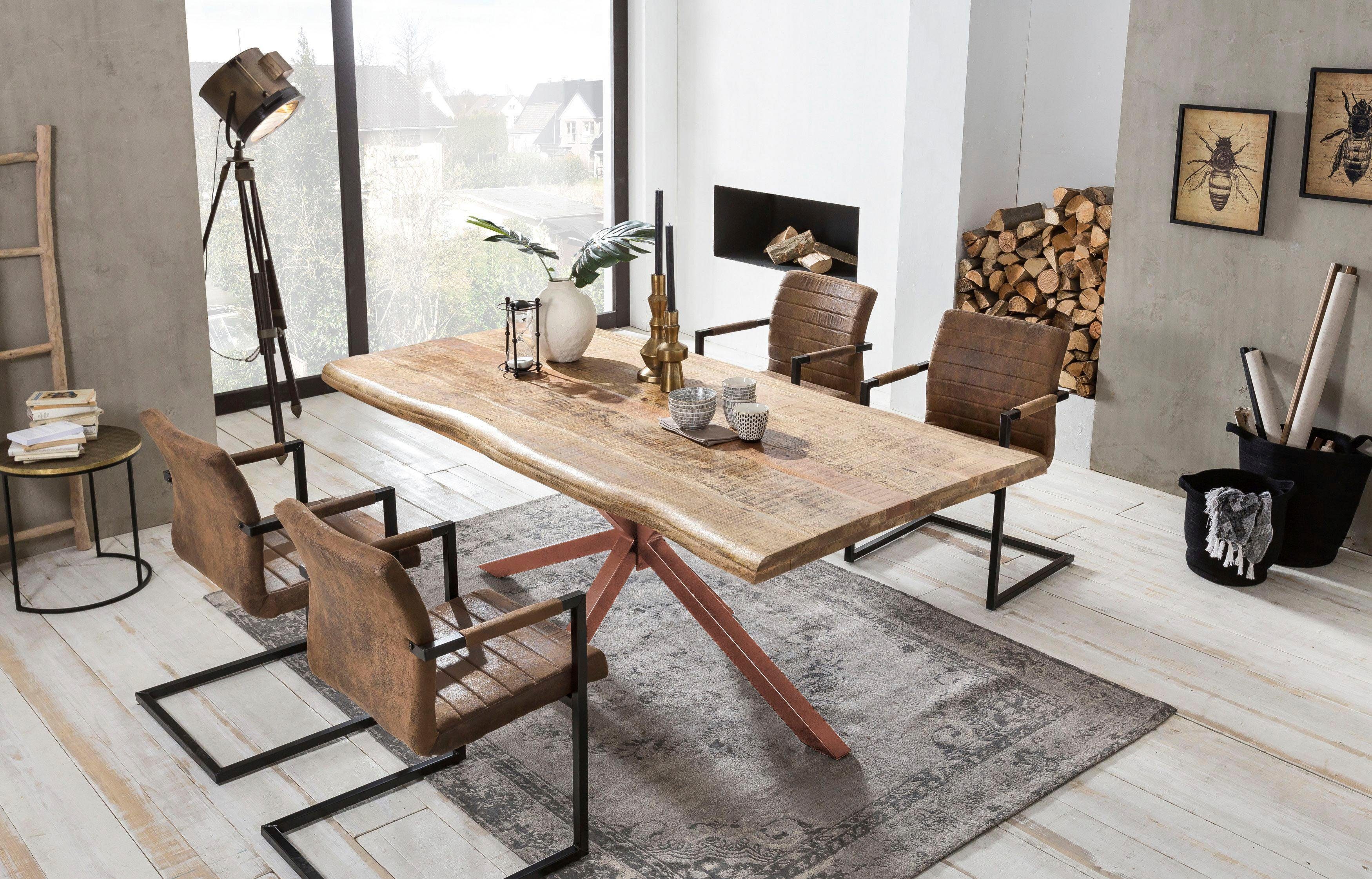 SIT Eettafel Tops&Tables met boomrand alsof gegroeid eettafels maat 240 cm x 77 cm x 100 cm beige