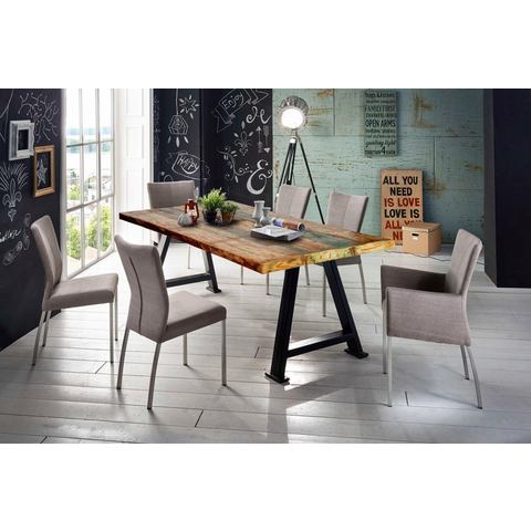 SIT Eettafel Tops&Tables met plaat van gerecycled gebruikt hout met verfresten, shabby chic, vintage