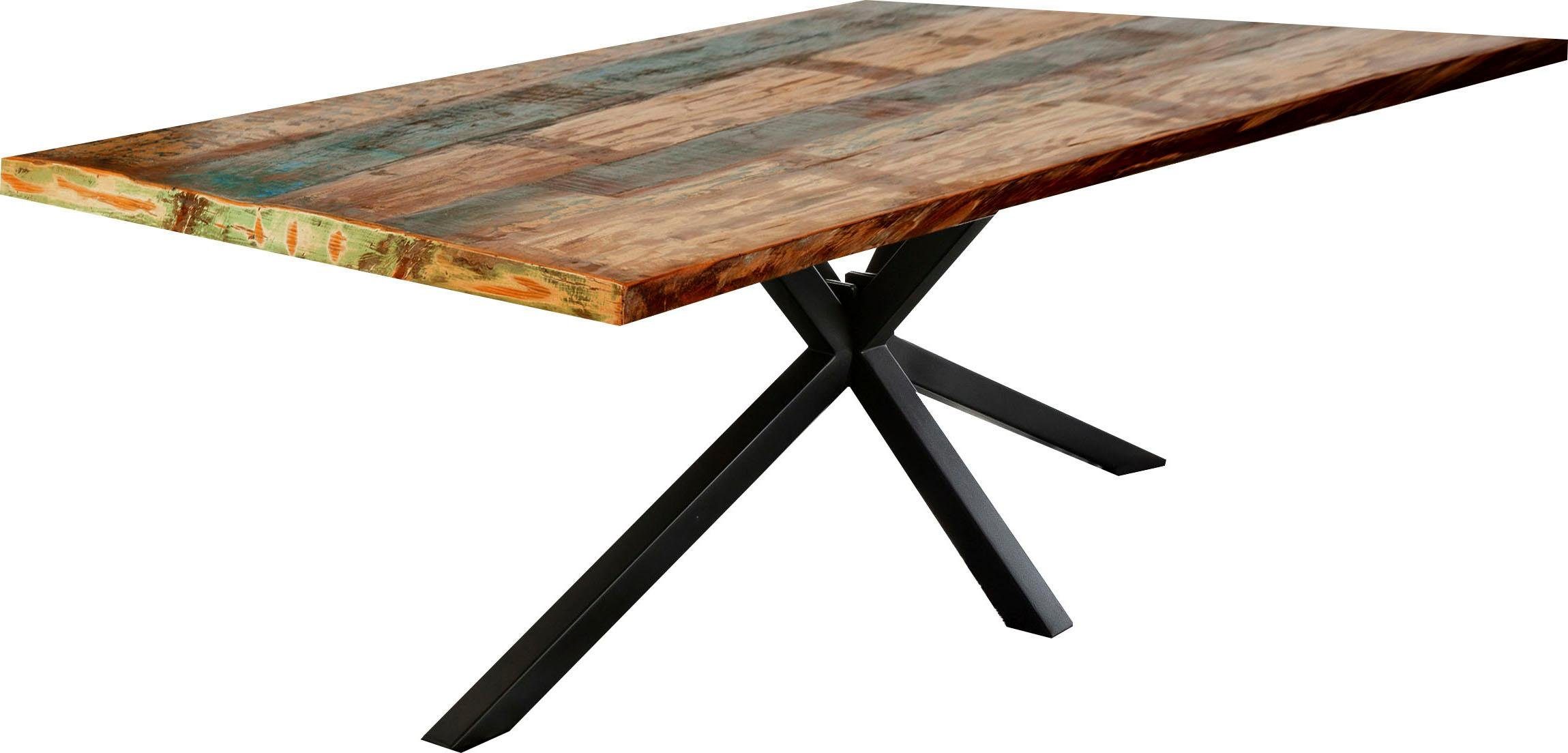 SIT Eettafel Tops les met tafelblad van gebruikt hout met verfresten