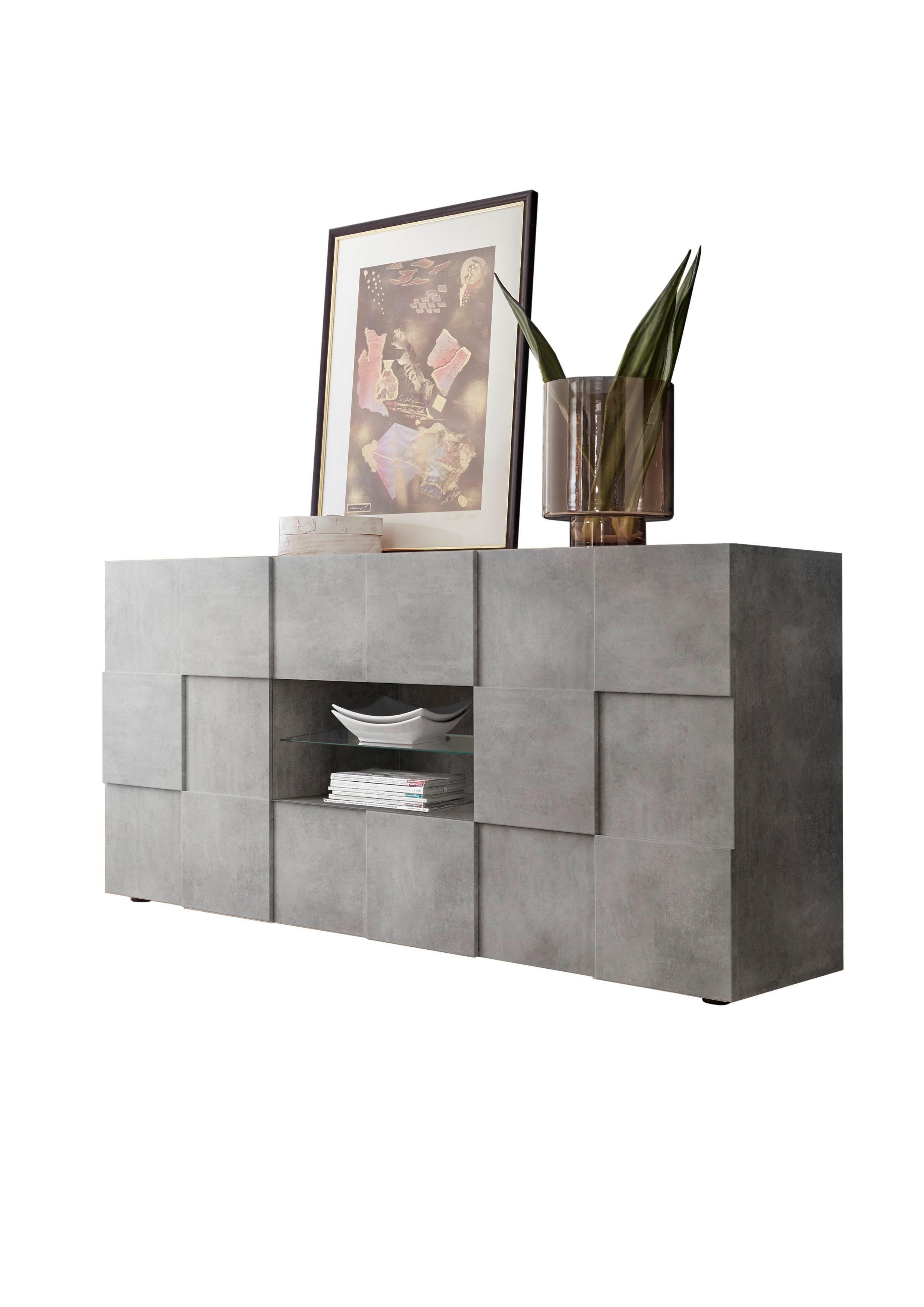 INOSIGN Dressoir Dama Breedte 181, Commode 2 deuren en 2 lades, Dressoir Front in 3D-uiterlijk, veel opbergruimte, verschillende kleuren