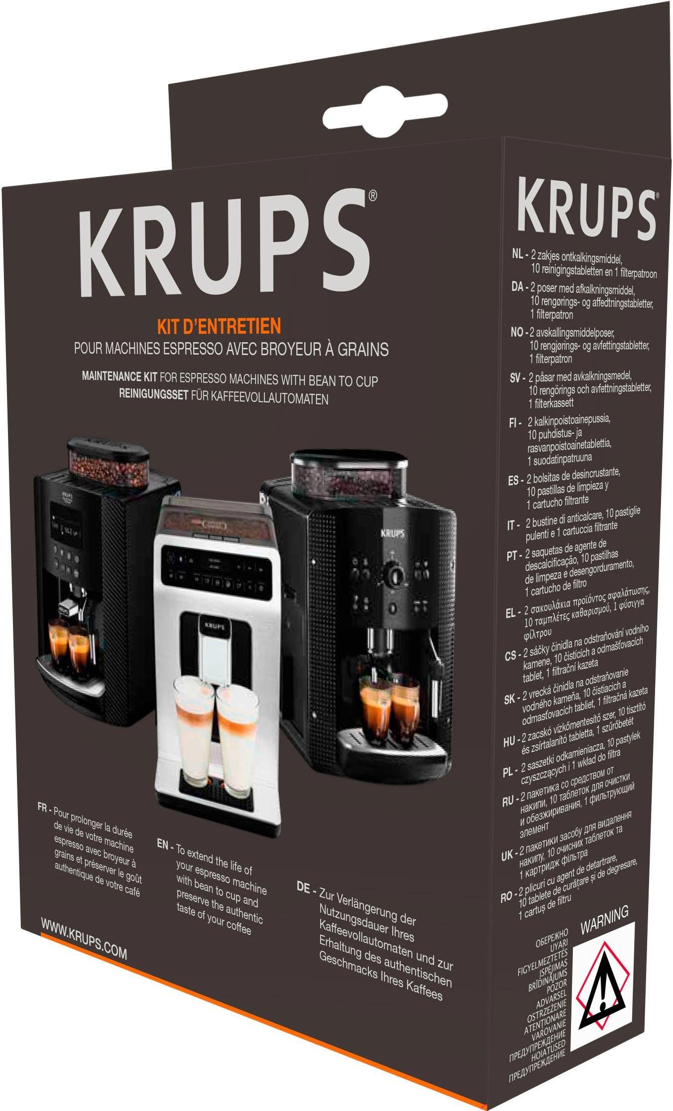 Krups Onderhoudsset XS5300, 10 reinigingstabletten, 2 ontkalkers, 1 filtercassette, 1...