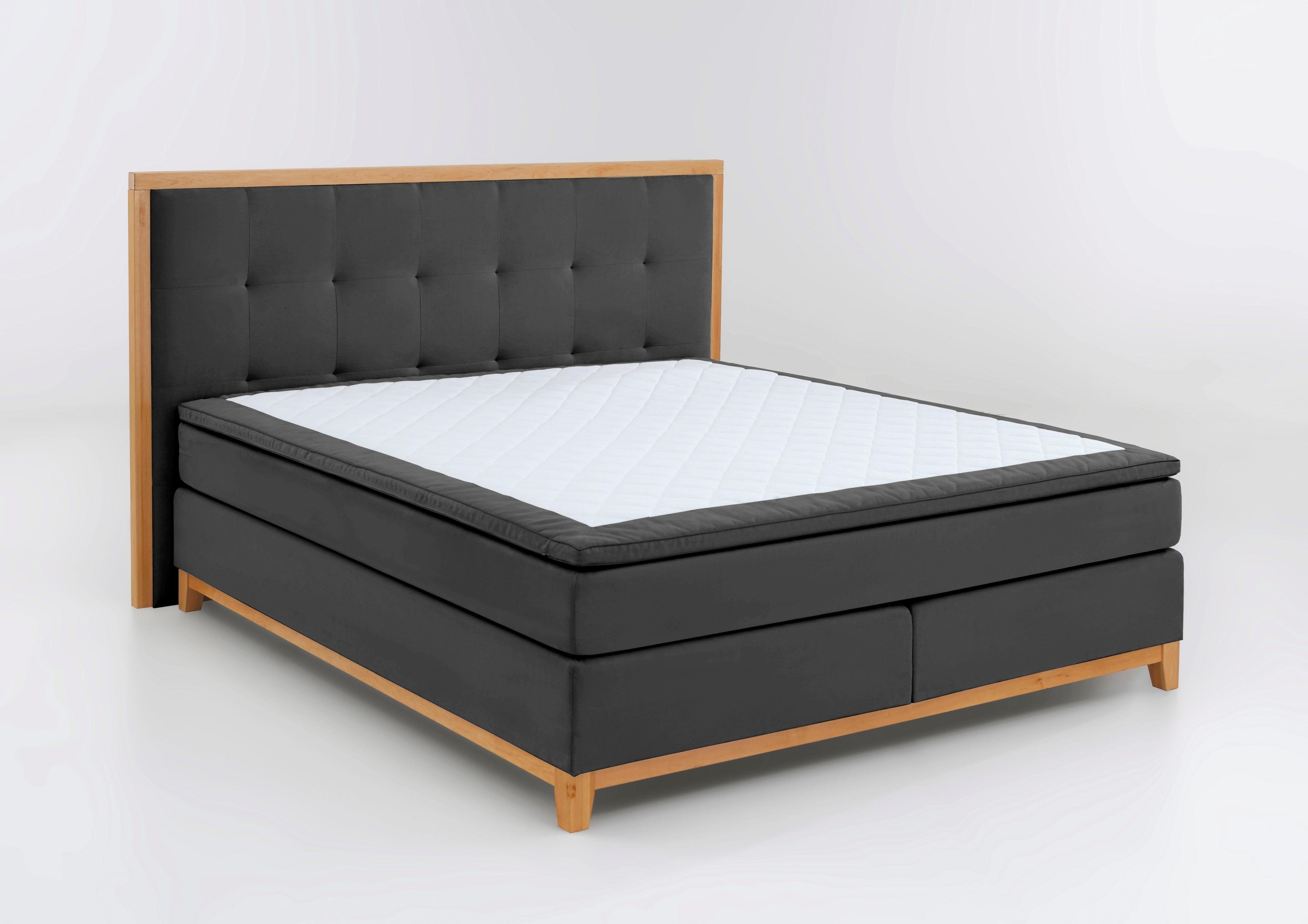 Home affaire Boxspring Sonja met stiksels in het hoofdbord en houten frame, inclusief topmatras