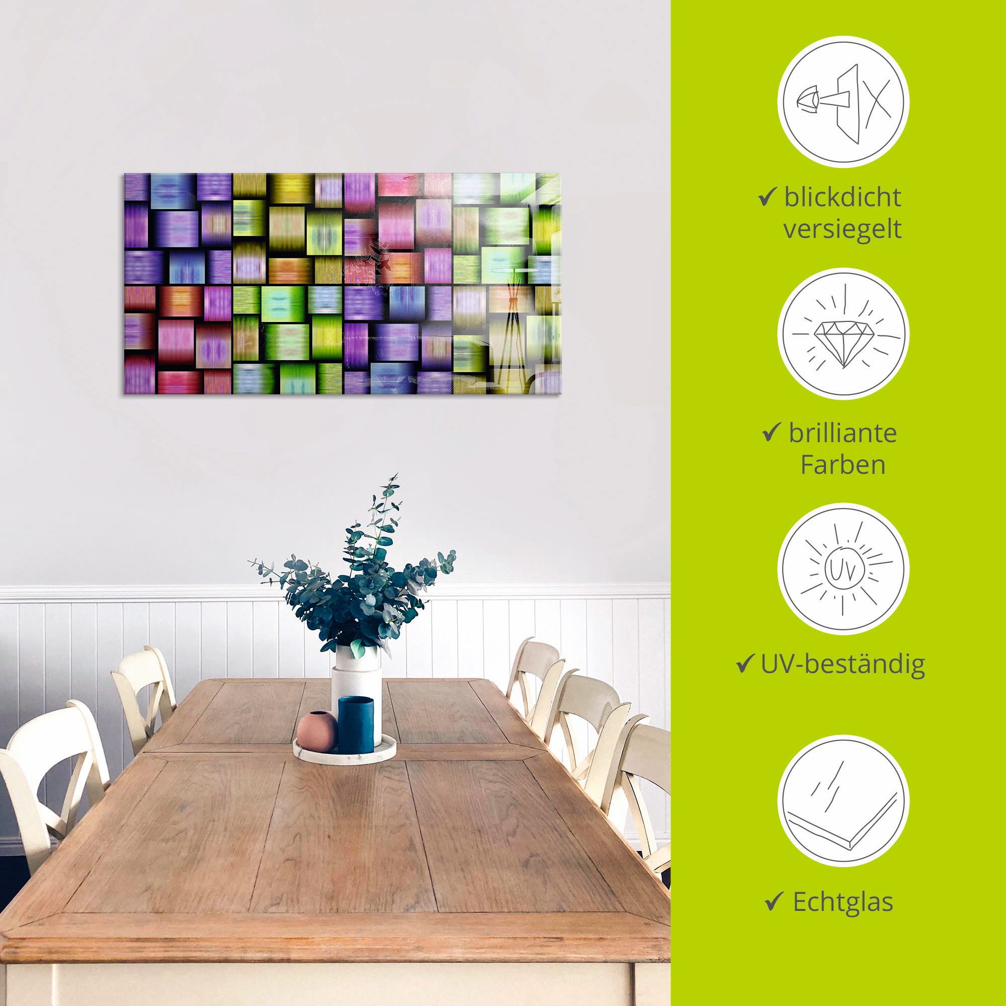 Artland Print op glas Veelkleurige motieven in verschillende maten