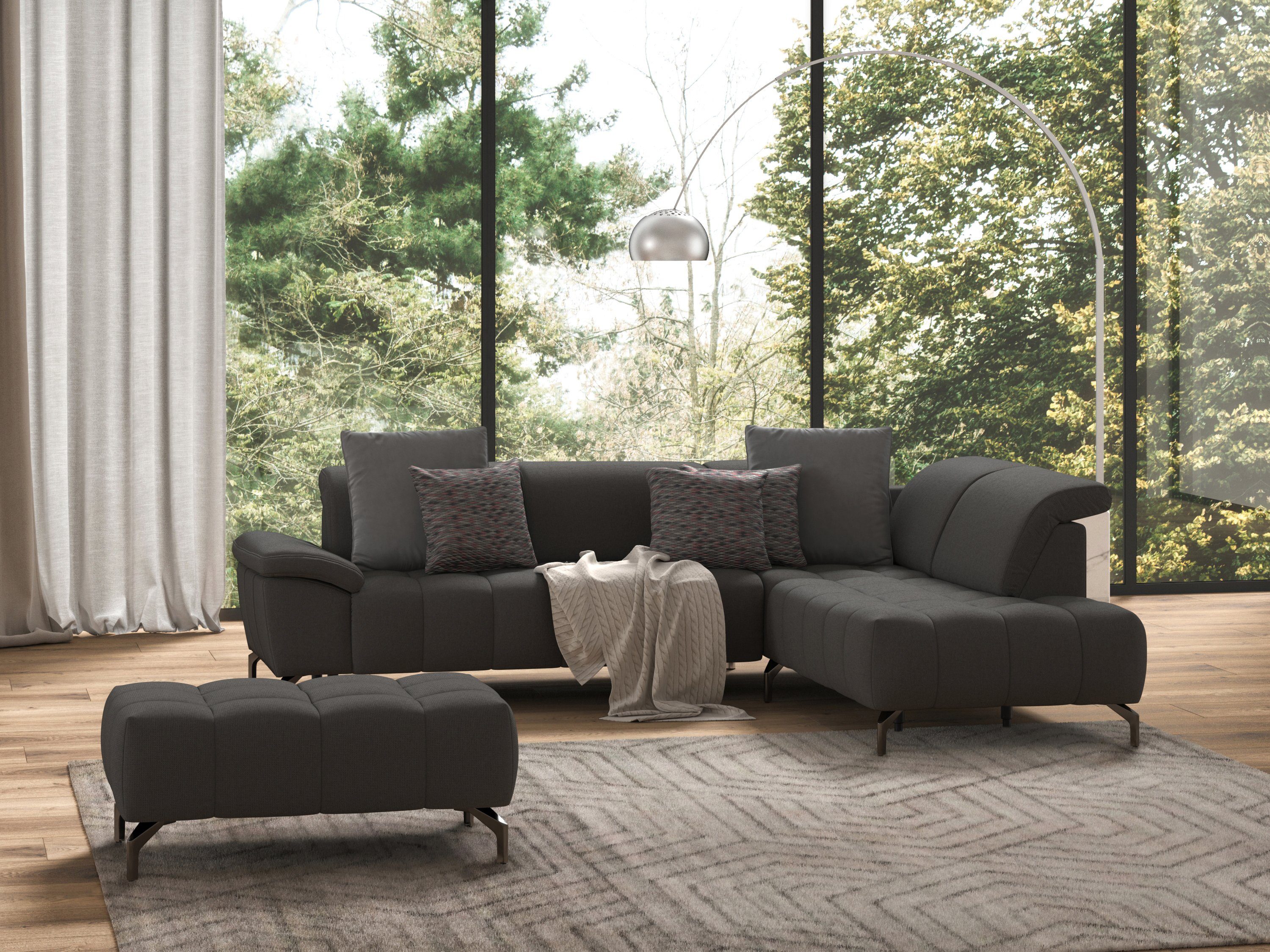 sit&more Hocker Blauw met zwarte poten