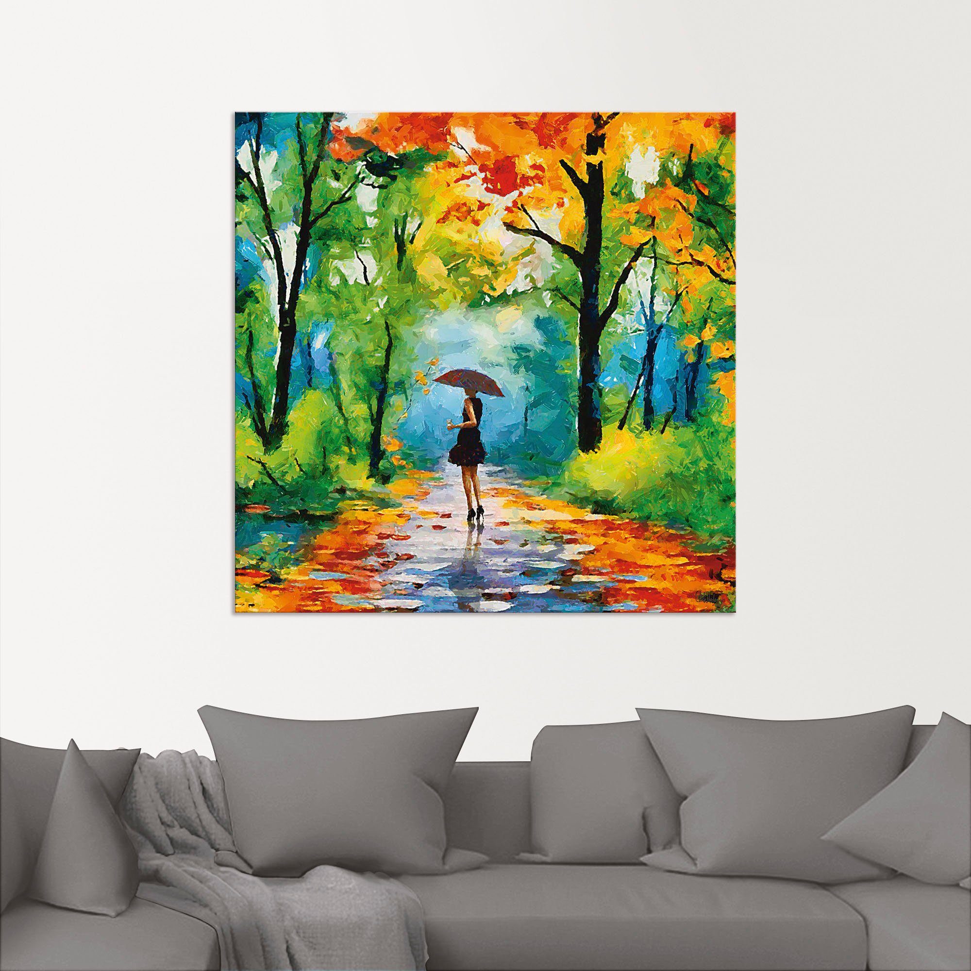 Artland Artprint Herfstige wandeling in het park als artprint van aluminium, artprint voor buiten, artprint op linnen, poster, muursticker