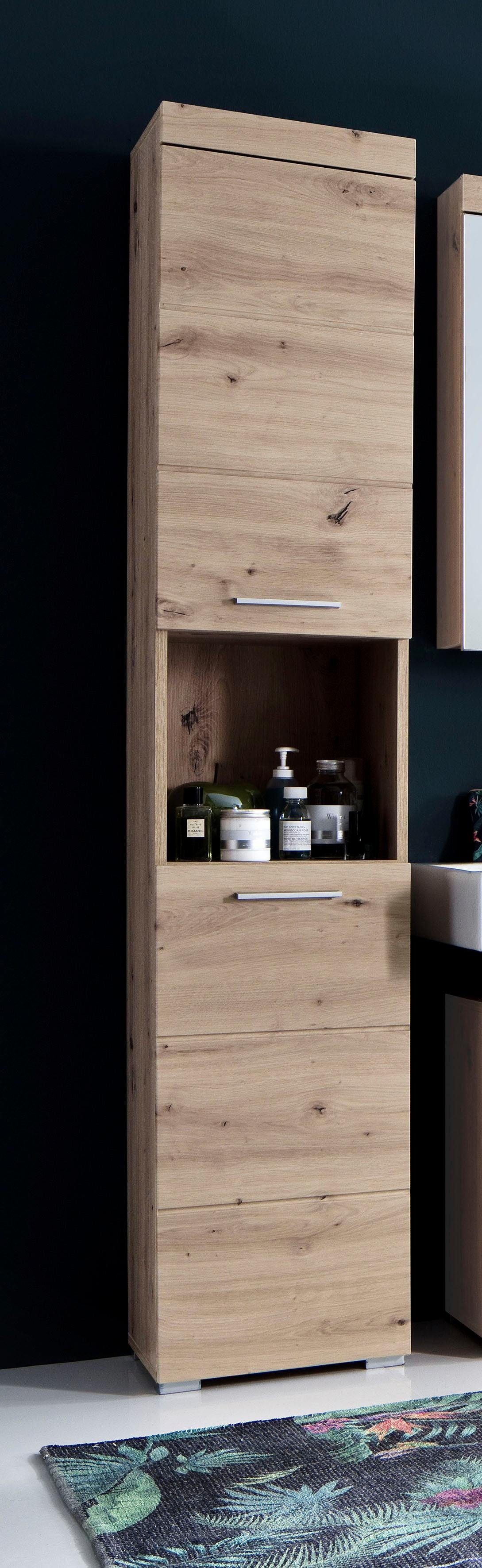 INOSIGN Hoge kast Avena Badkamer hoge kast met open vak, 2 deuren en 2 planken