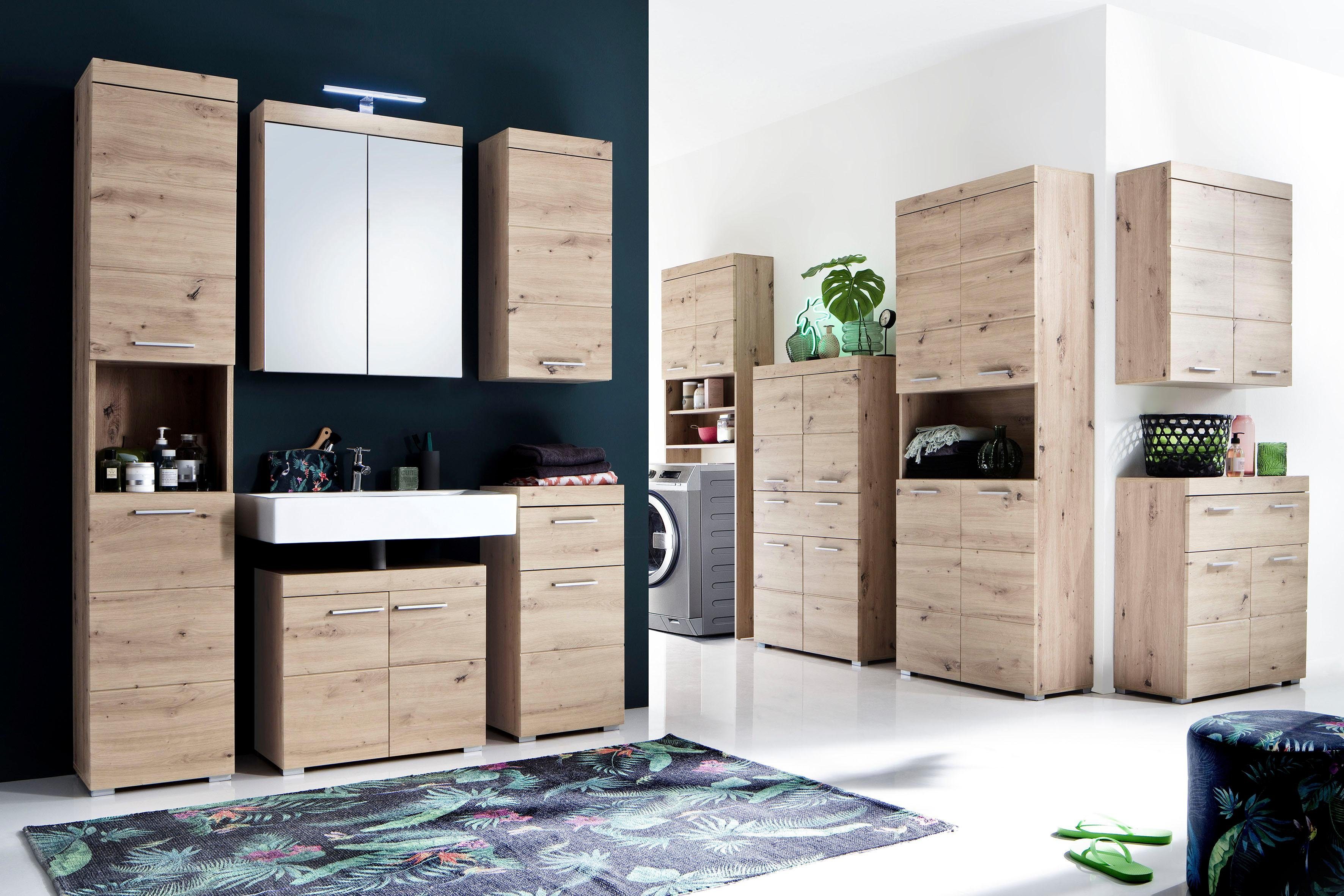 INOSIGN Hoge kast Avena Badkamer hoge kast met open vak, 4 deuren en 4 planken