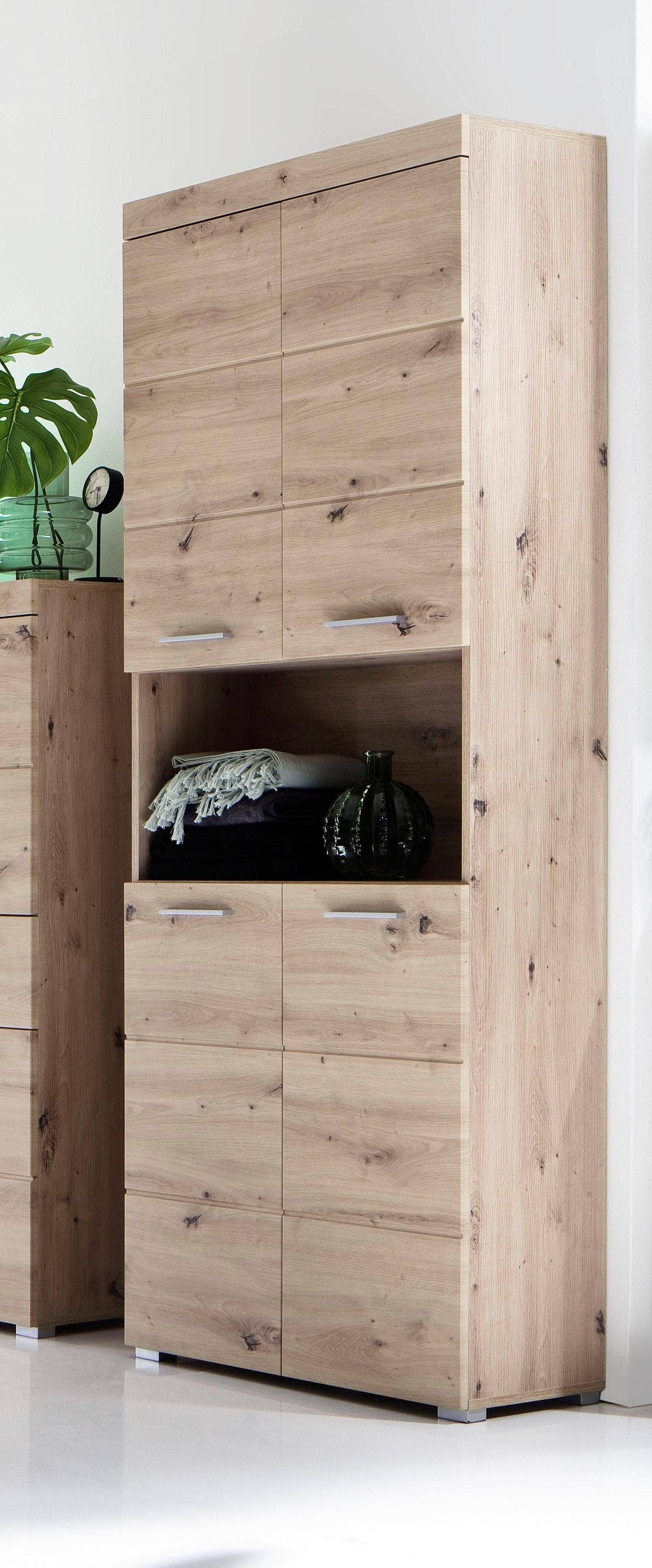 INOSIGN Hoge kast Avena Badkamer hoge kast met open vak, 4 deuren en 4 planken