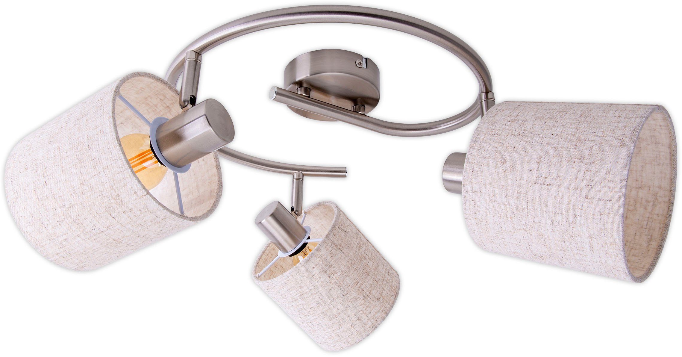 näve Plafondlamp Maron 3-pack plafond-, wandlamp, rondel, spot, 3xe14 max. 40w, metaal/textiel (1 stuk) plafondlampen beige