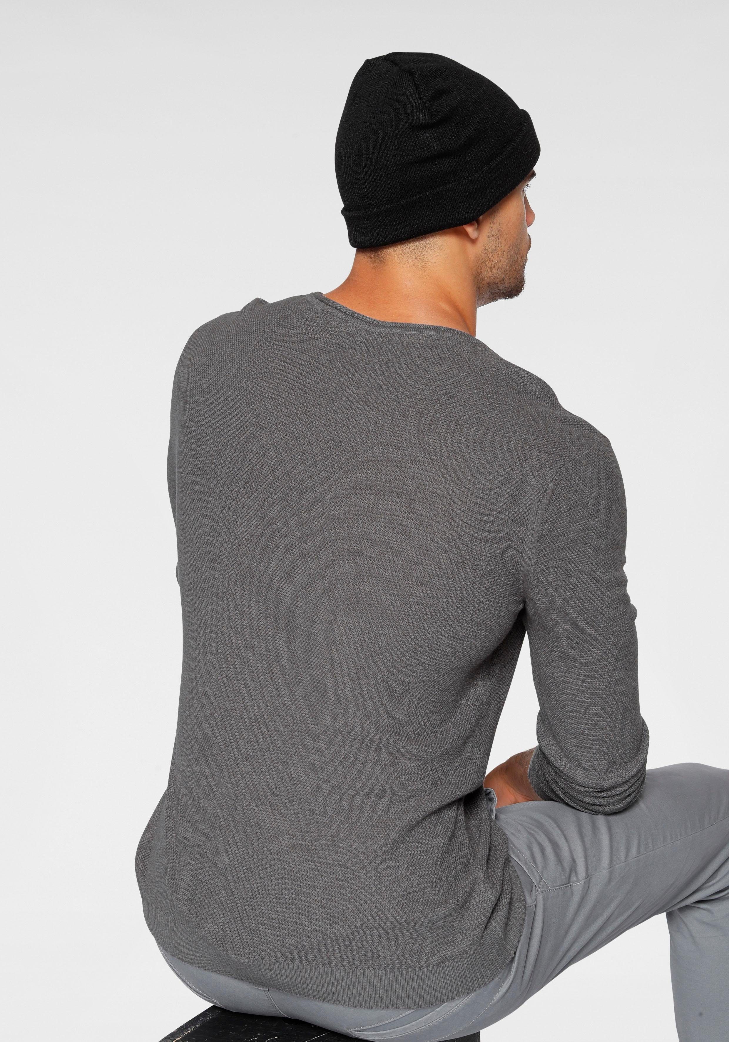 Bruno Banani Trui met ronde hals in modieuze tricot-look