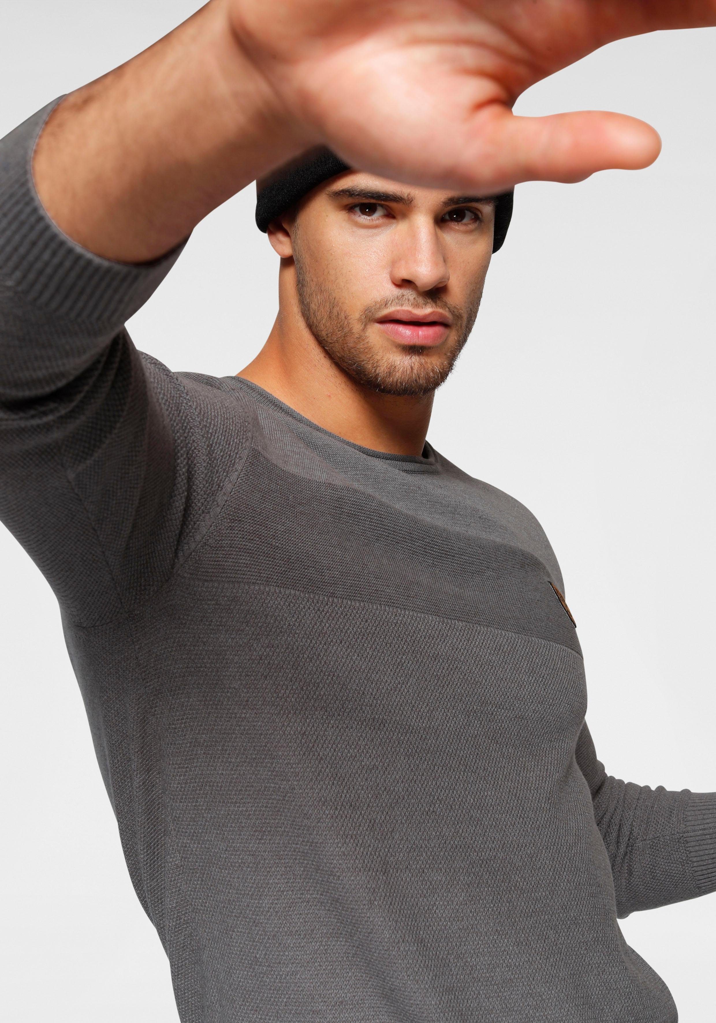 Bruno Banani Trui met ronde hals in modieuze tricot-look