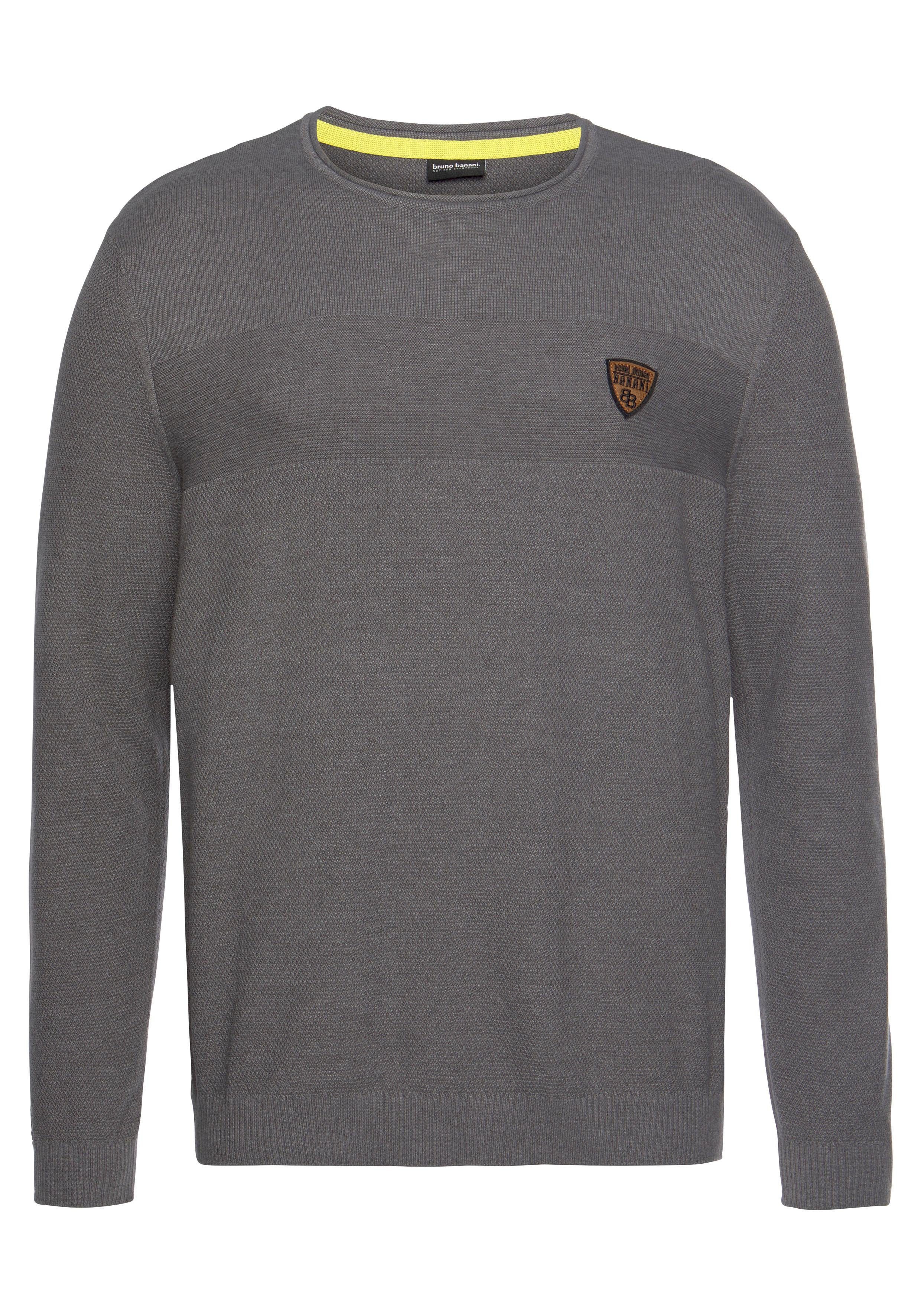 Bruno Banani Trui met ronde hals in modieuze tricot-look