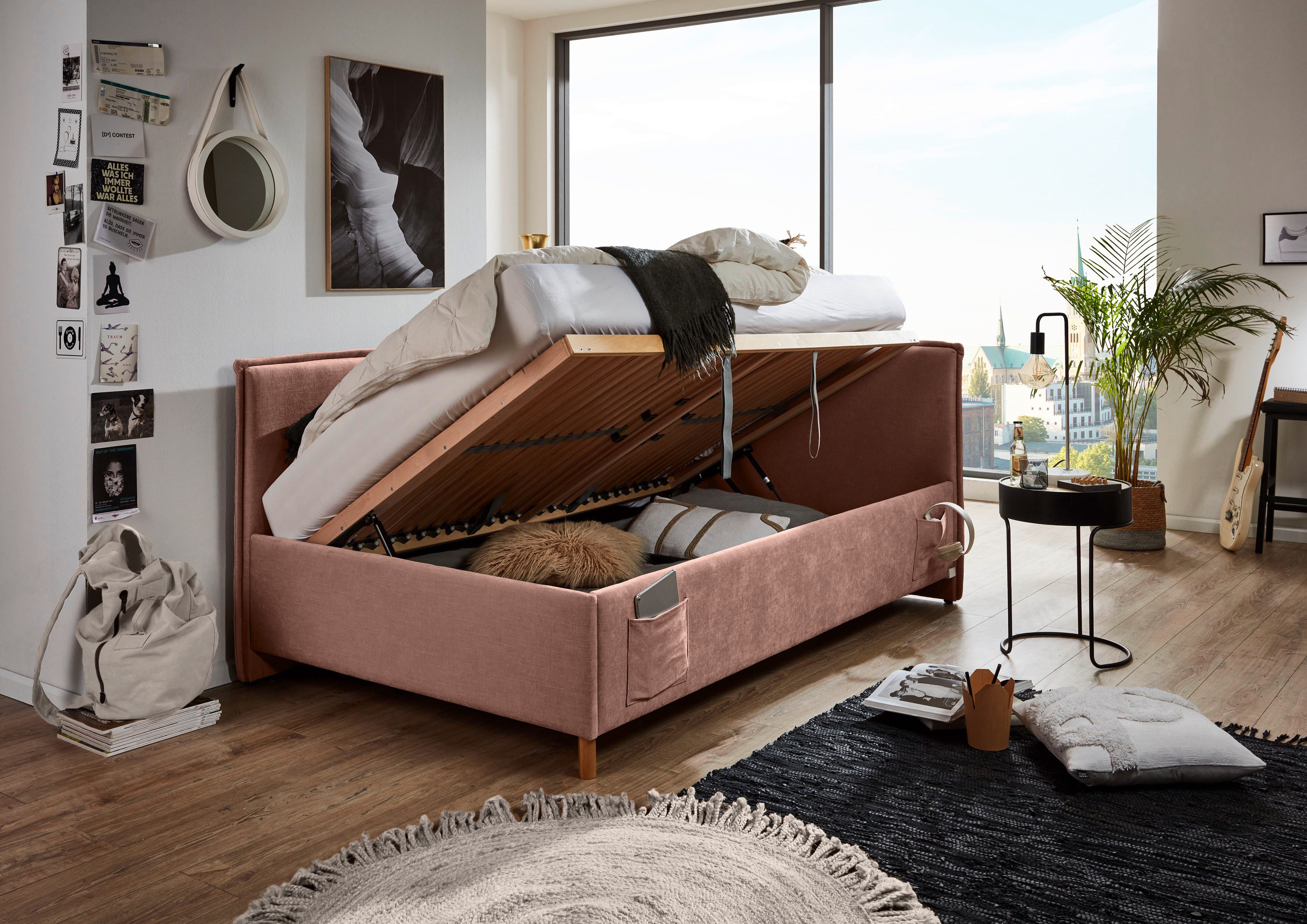 meise.möbel Kinderledikant FUN II Bekleed bed naar keuze met bedkist, tienerbed inclusief USB-aansluiting