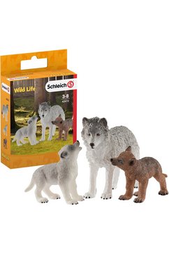schleich speelfiguur wild life, moederwolf met pups (42472) (set) multicolor