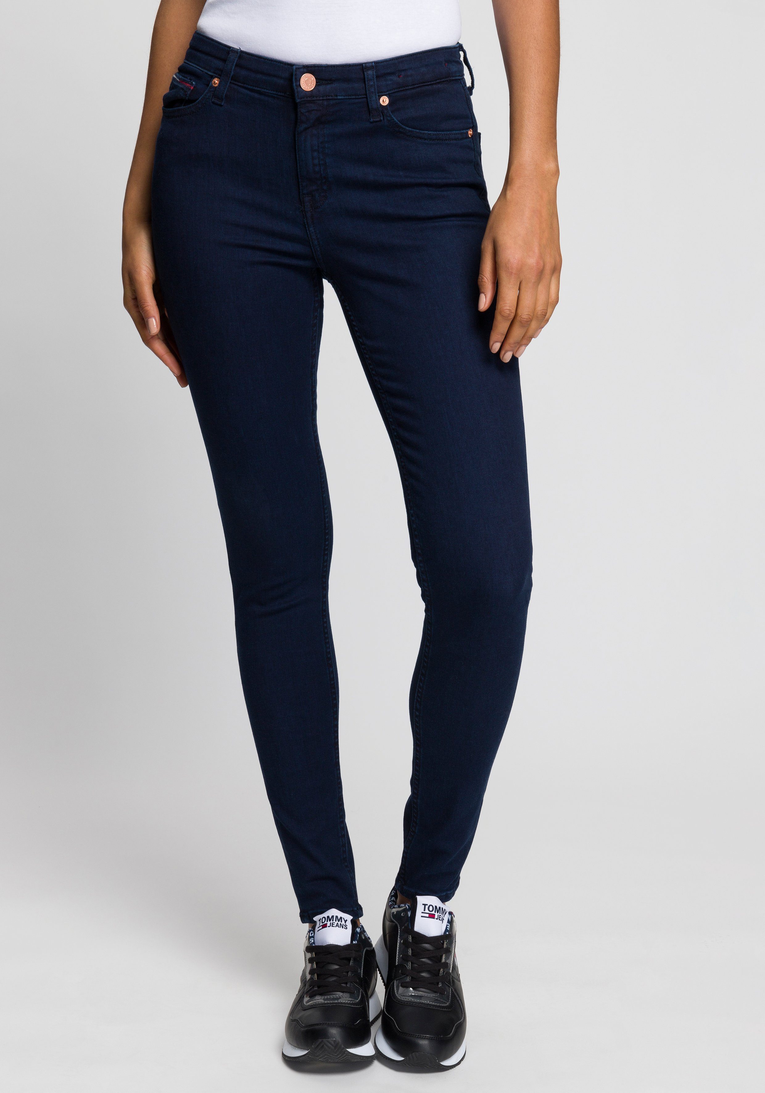 tommy jeans skinny fit jeans nora mr skny met tommy jeans-logobadge  borduursels blauw