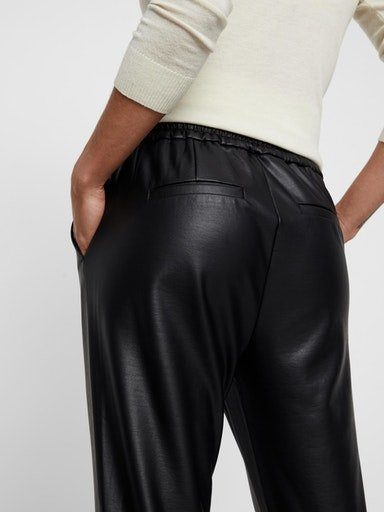 Vero Moda Imitatieleren broek VMEVA MR LOOSE STRING COATED PNT