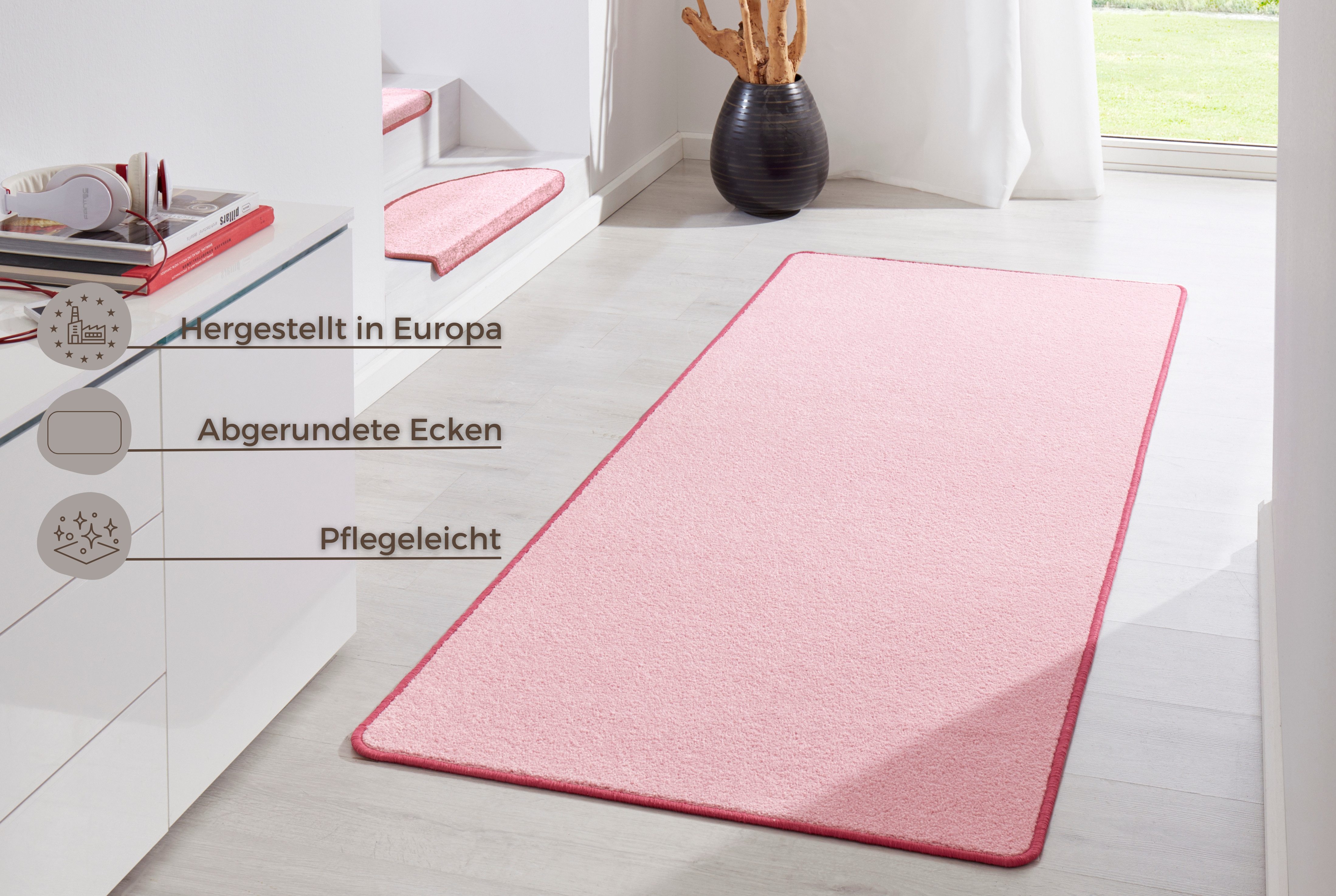 HANSE Home Vloerkleed Fancy Kortpolig, loper, effen, geketteld, woonkamer, slaapkamer, eetkamer